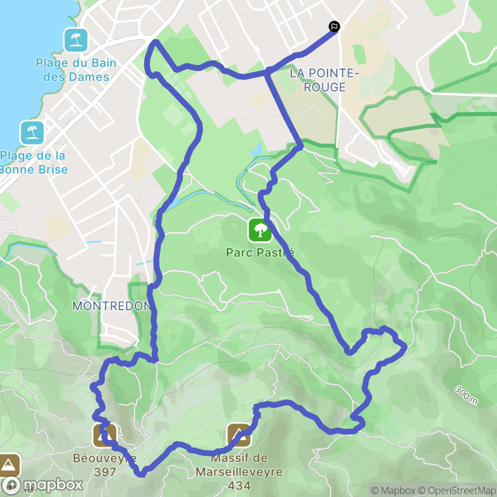 La Pointe Rouge : carte du parcours de randonnée - France