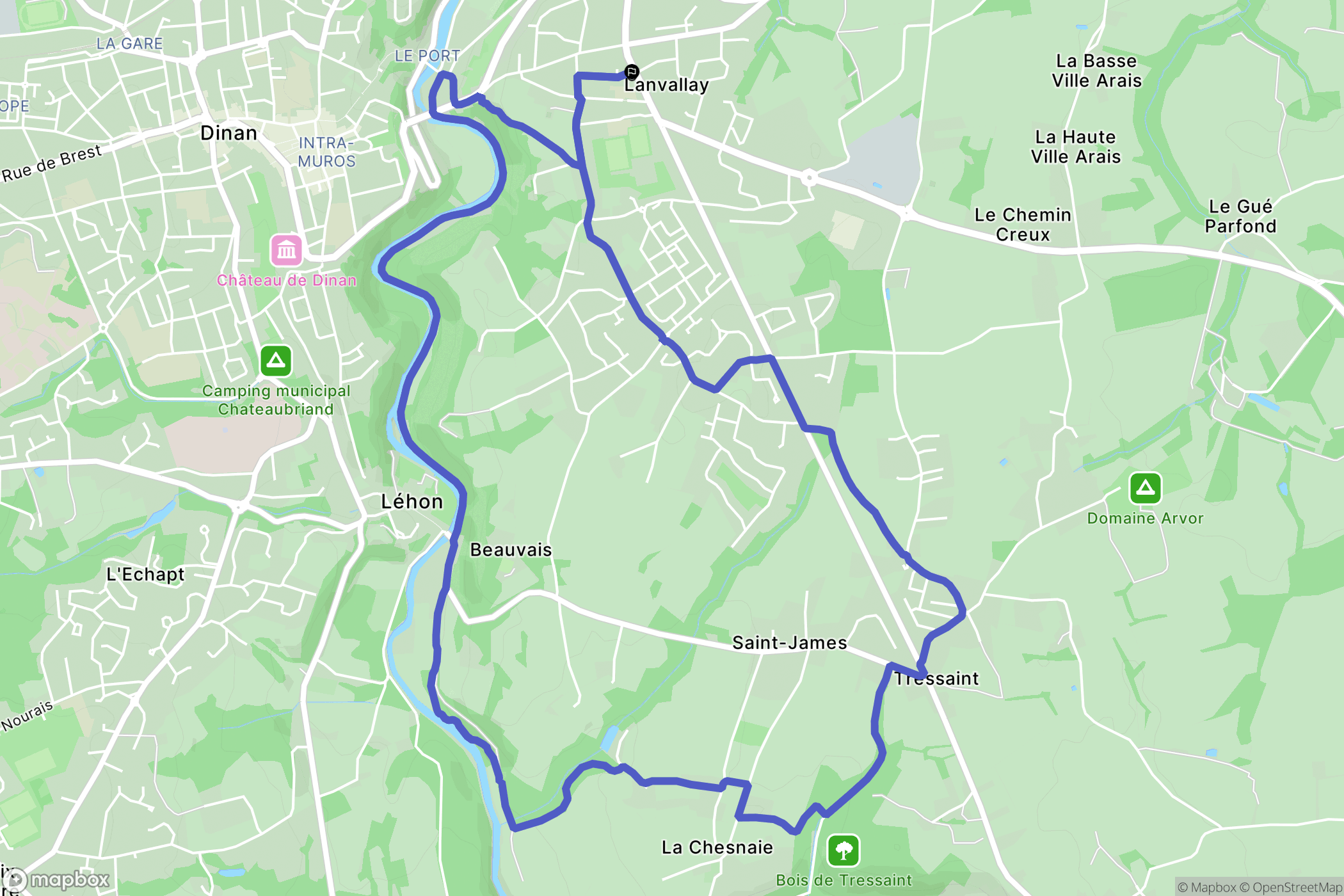 Lanvallay : carte du parcours de randonnée - France