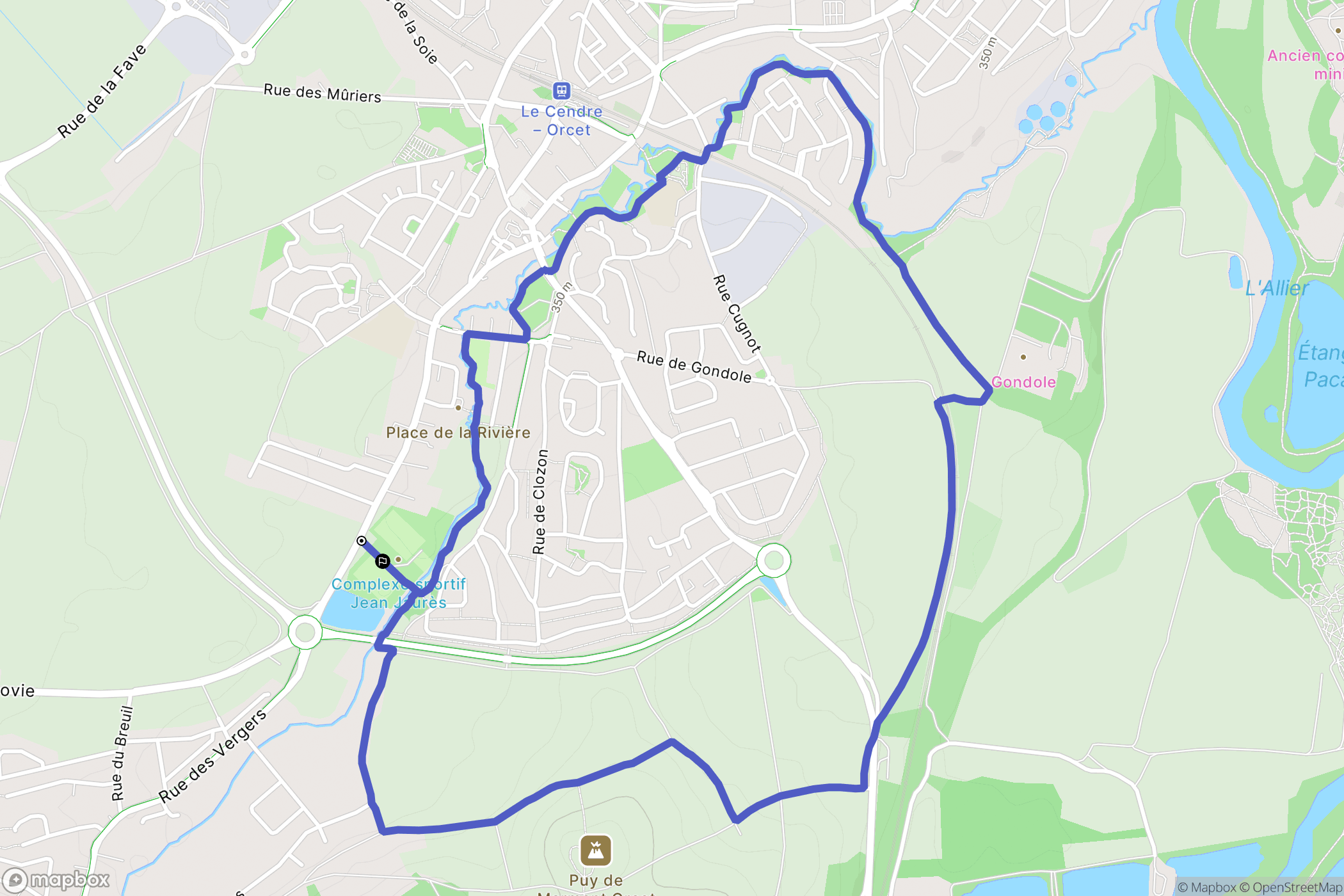 Le Cendre : carte du parcours de randonnée - France