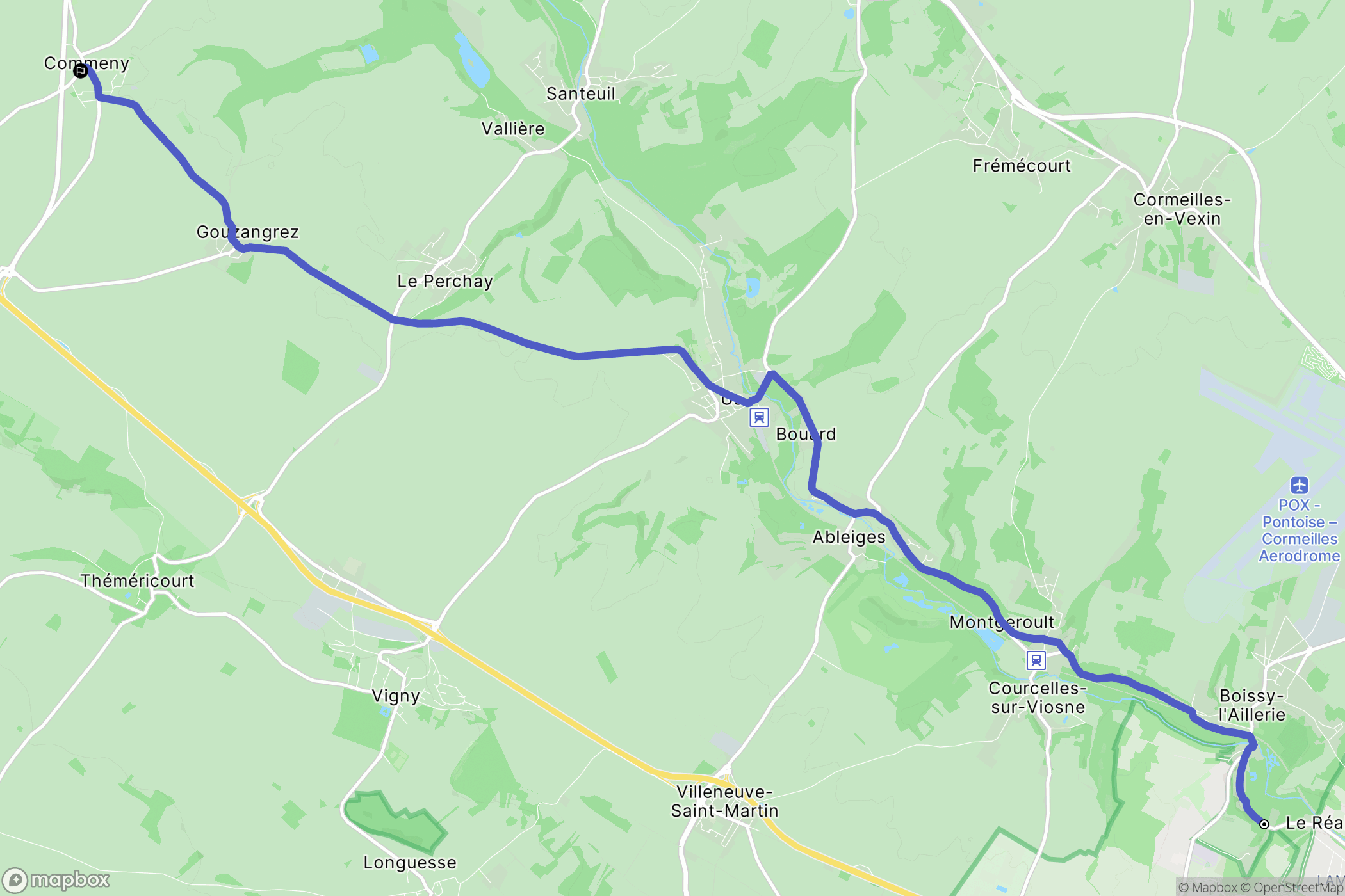 Boissy-l'Aillerie : carte du parcours de randonnée - France