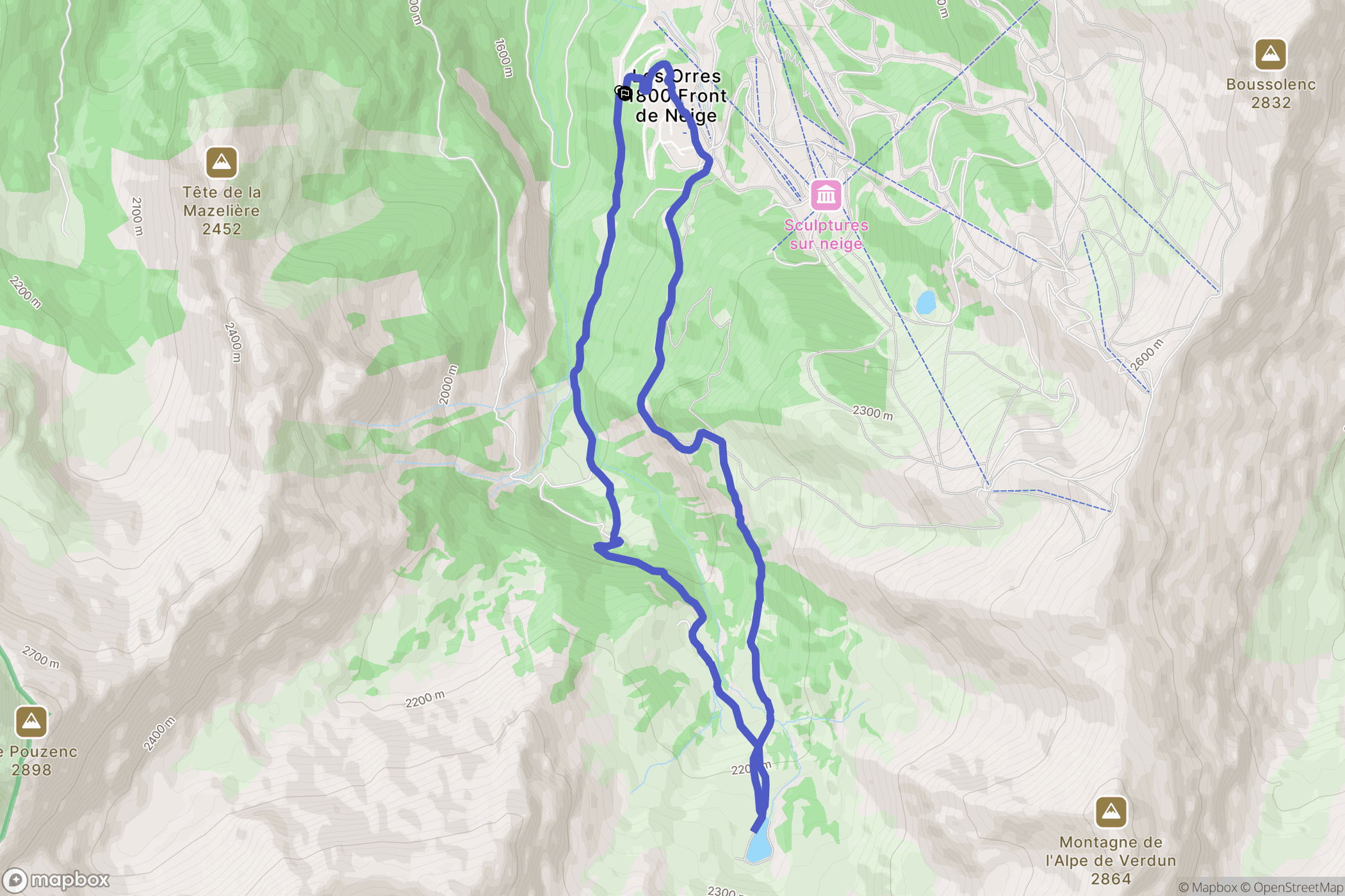 Les Orres : carte du parcours de randonnée - France