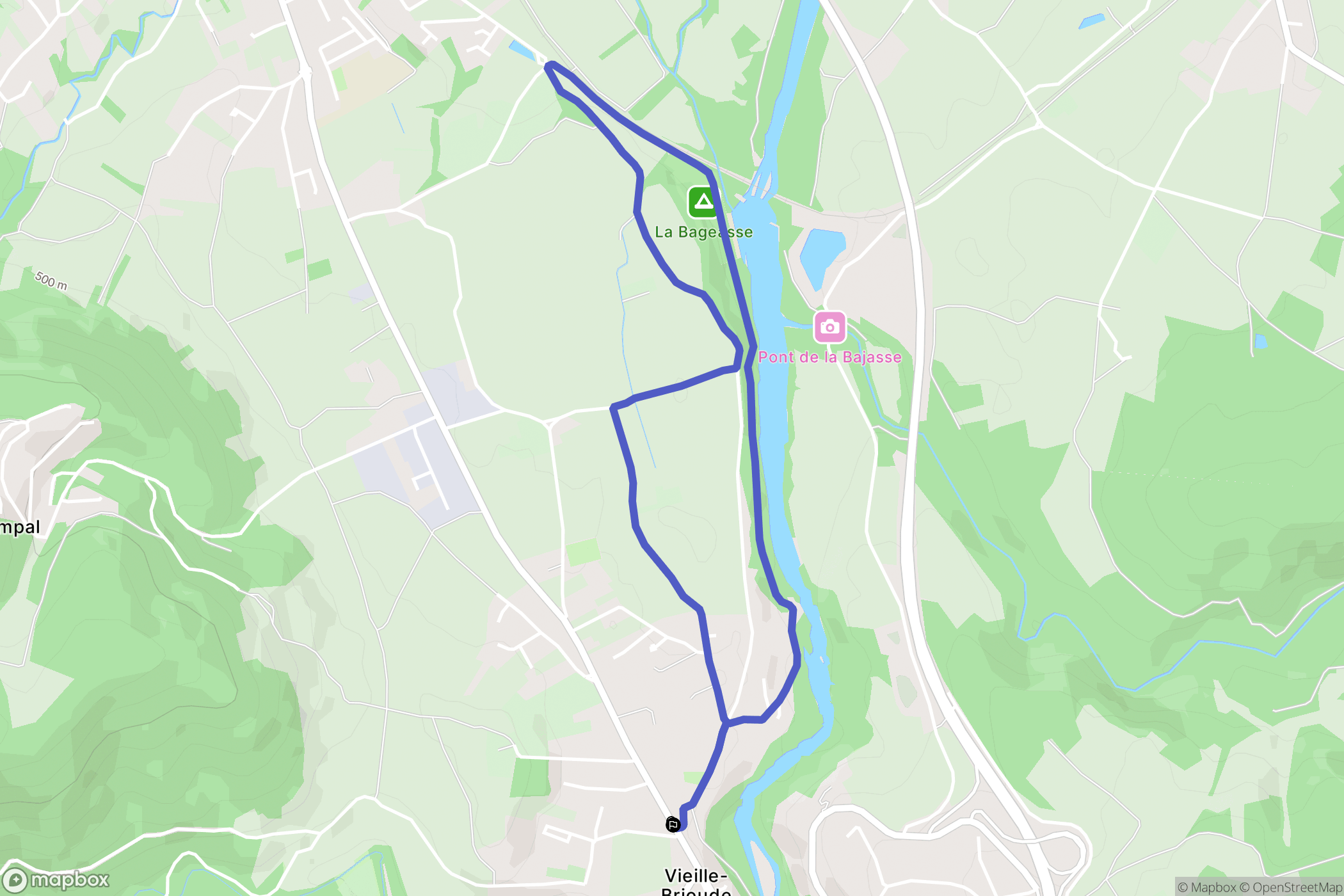 Vieille-Brioude : carte du parcours de randonnée - France