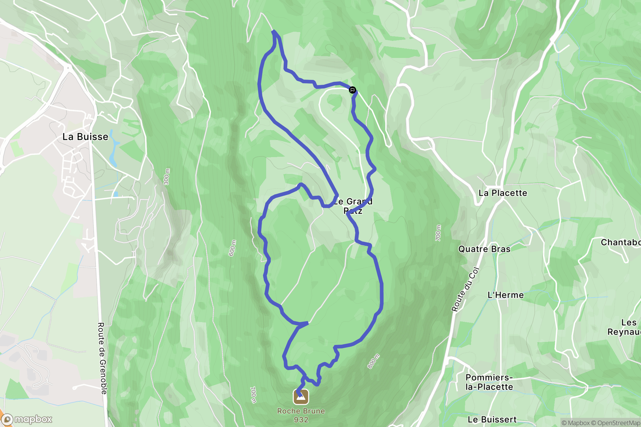 La Buisse : carte du parcours de randonnée - France
