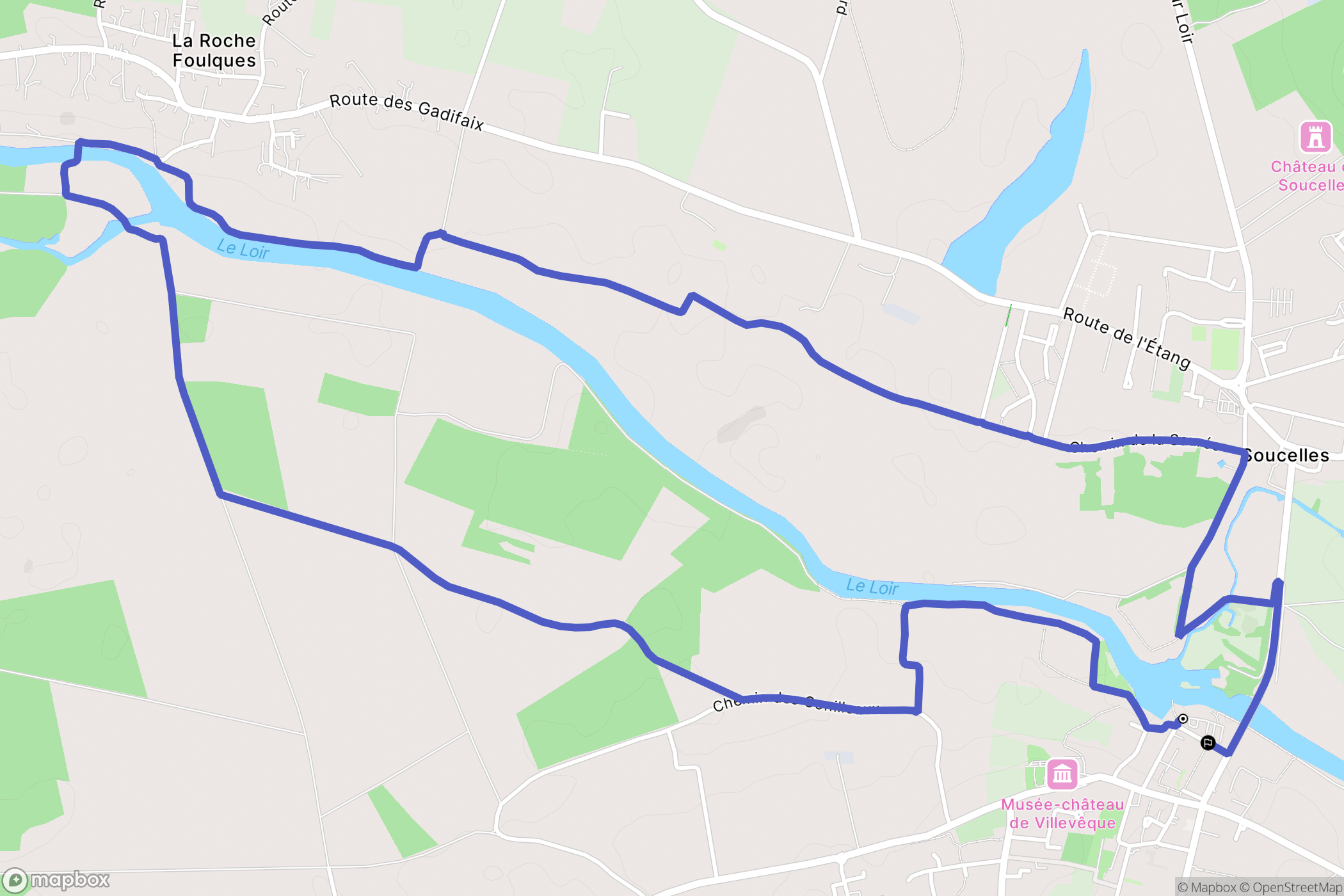 Rives-du-Loir-en-Anjou : carte du parcours de randonnée - France