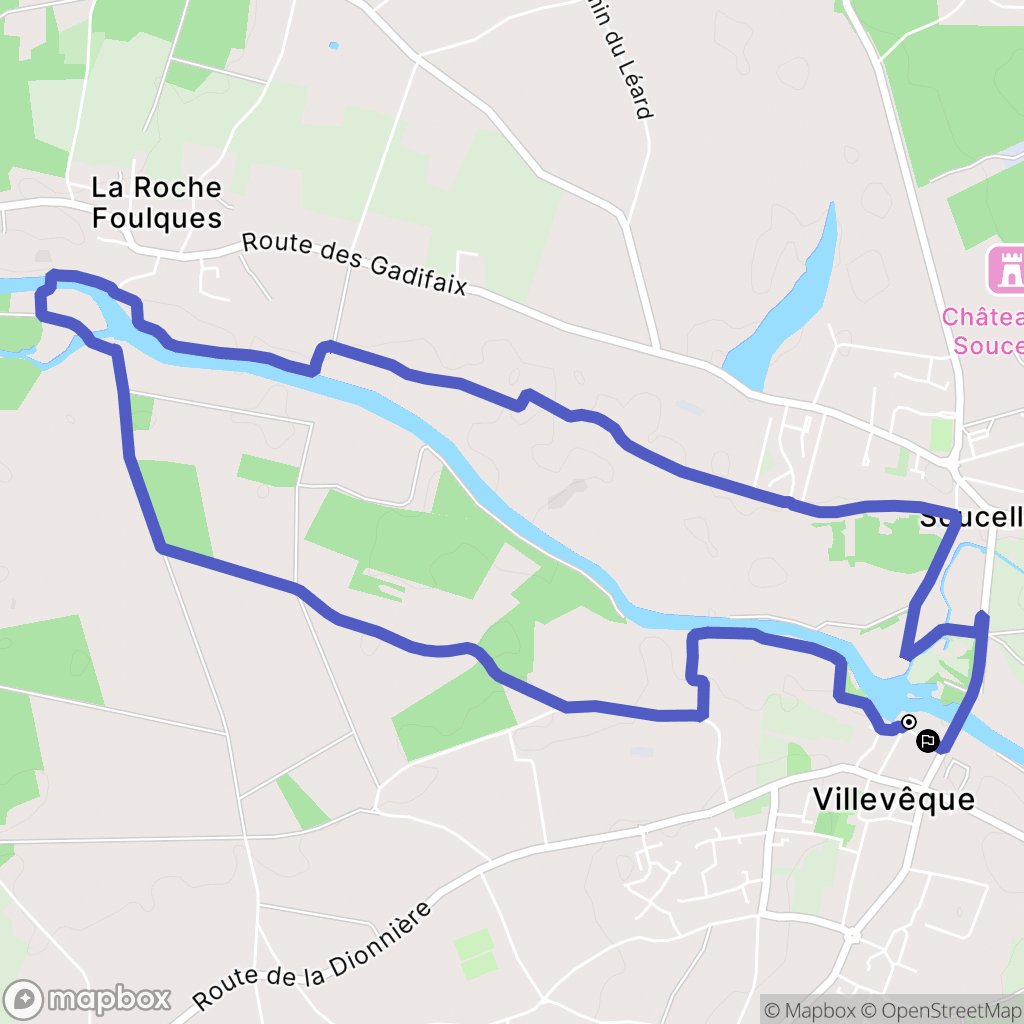 Rives-du-Loir-en-Anjou : carte du parcours de randonnée - France