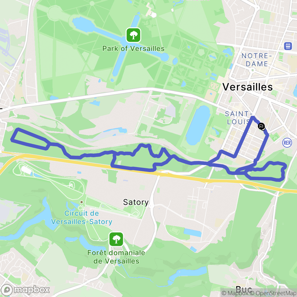 Versailles : carte du parcours de randonnée - France