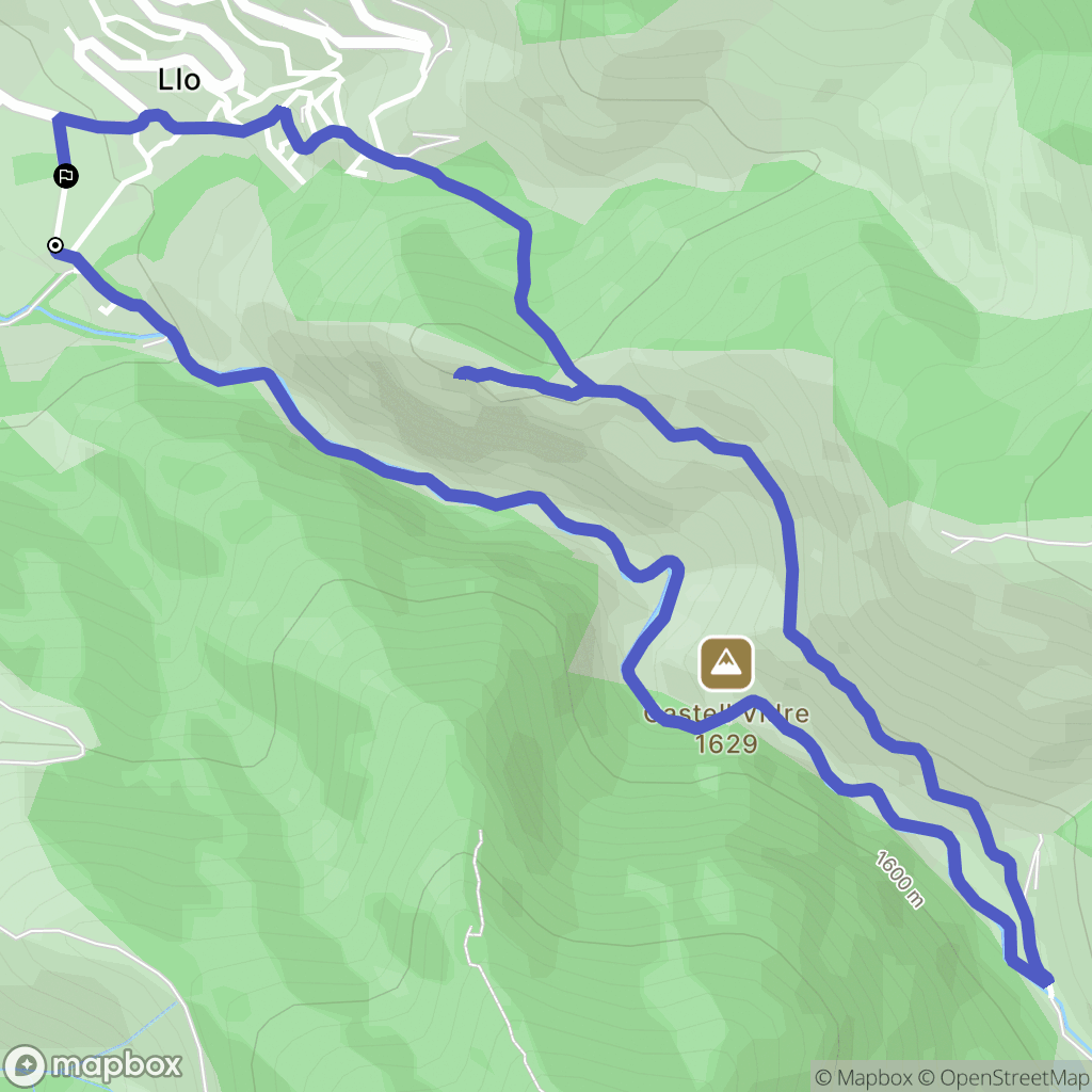 Llo : carte du parcours de randonnée - France