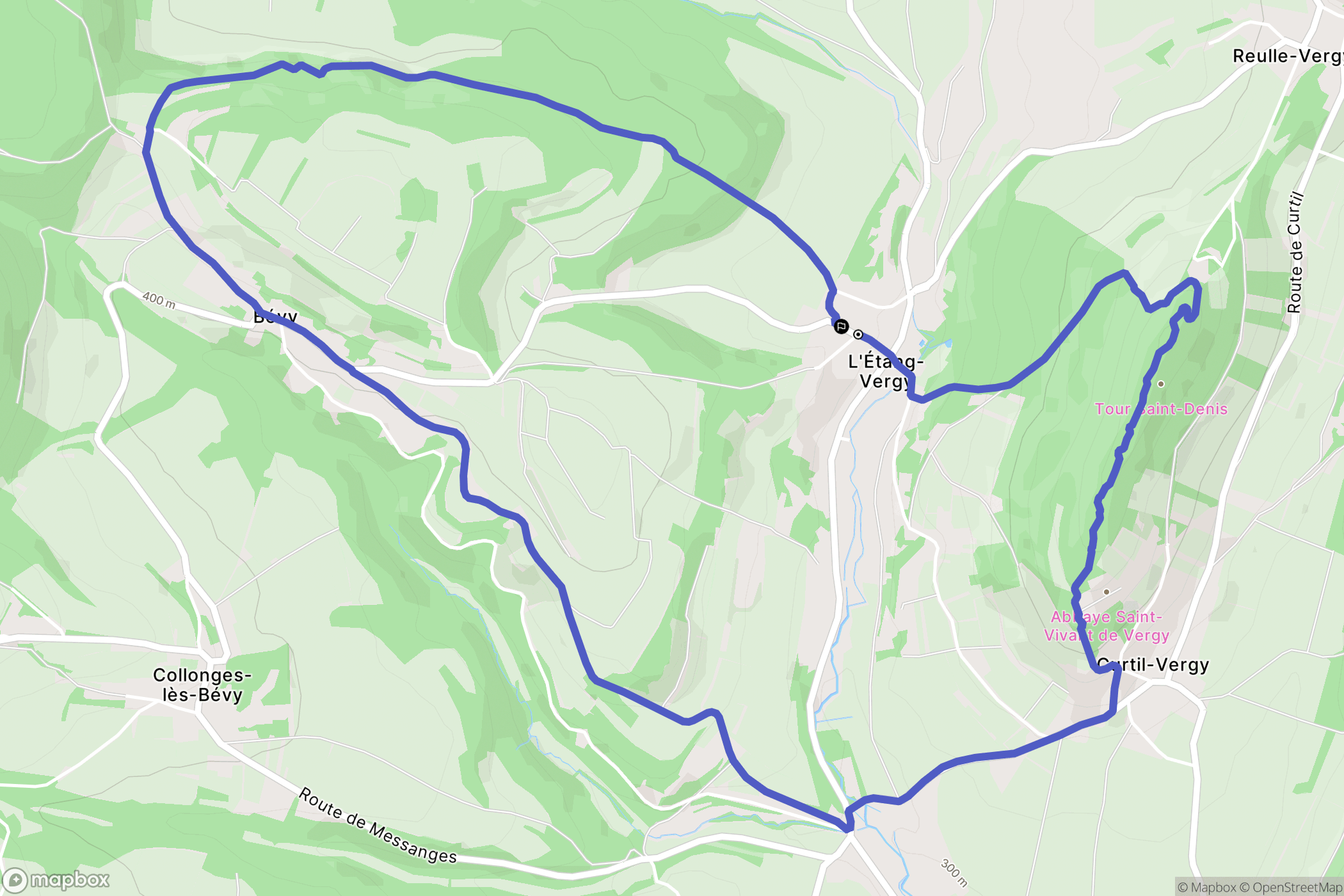 L'Etang-Vergy : carte du parcours de randonnée - France