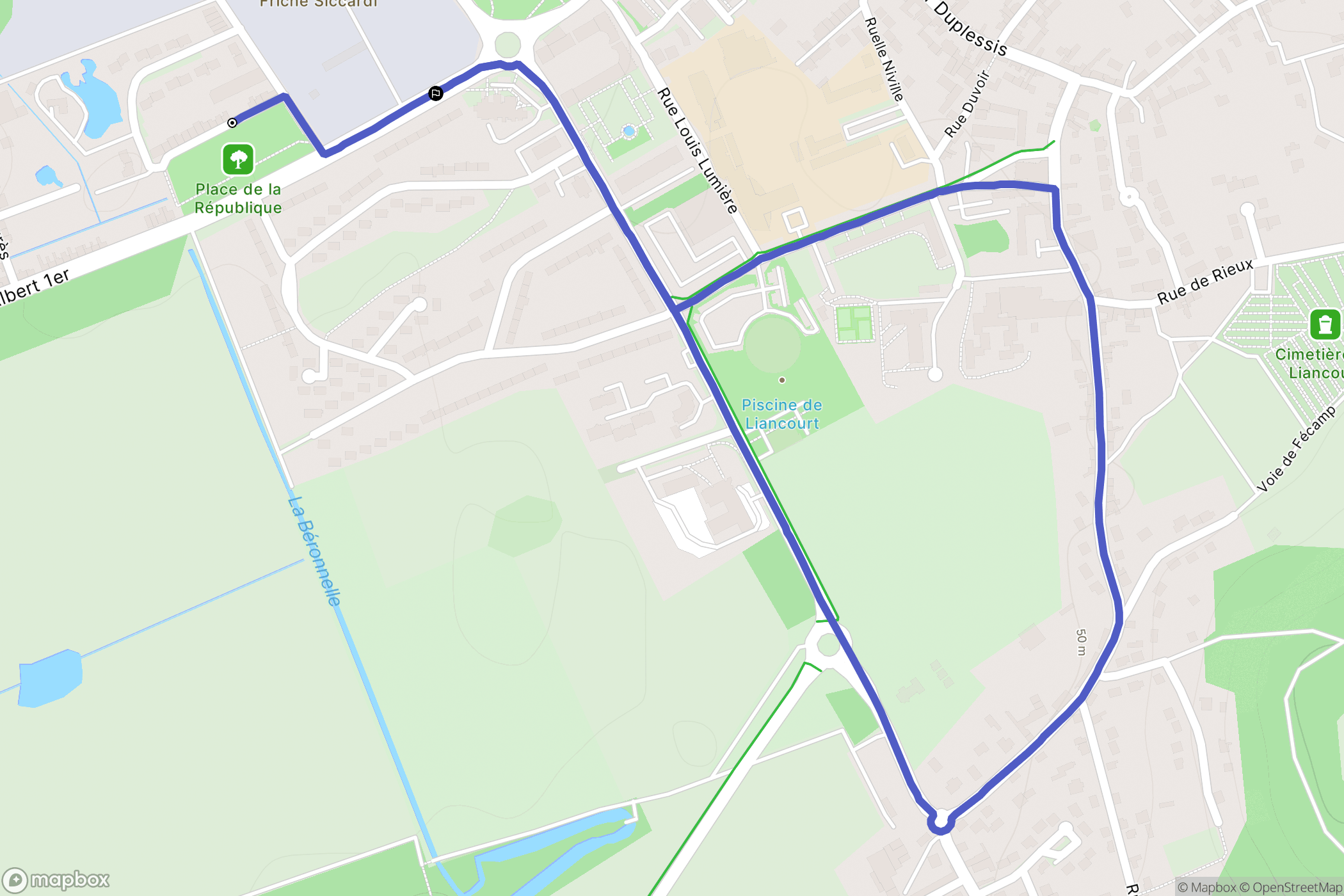 Liancourt : carte du parcours de randonnée - France
