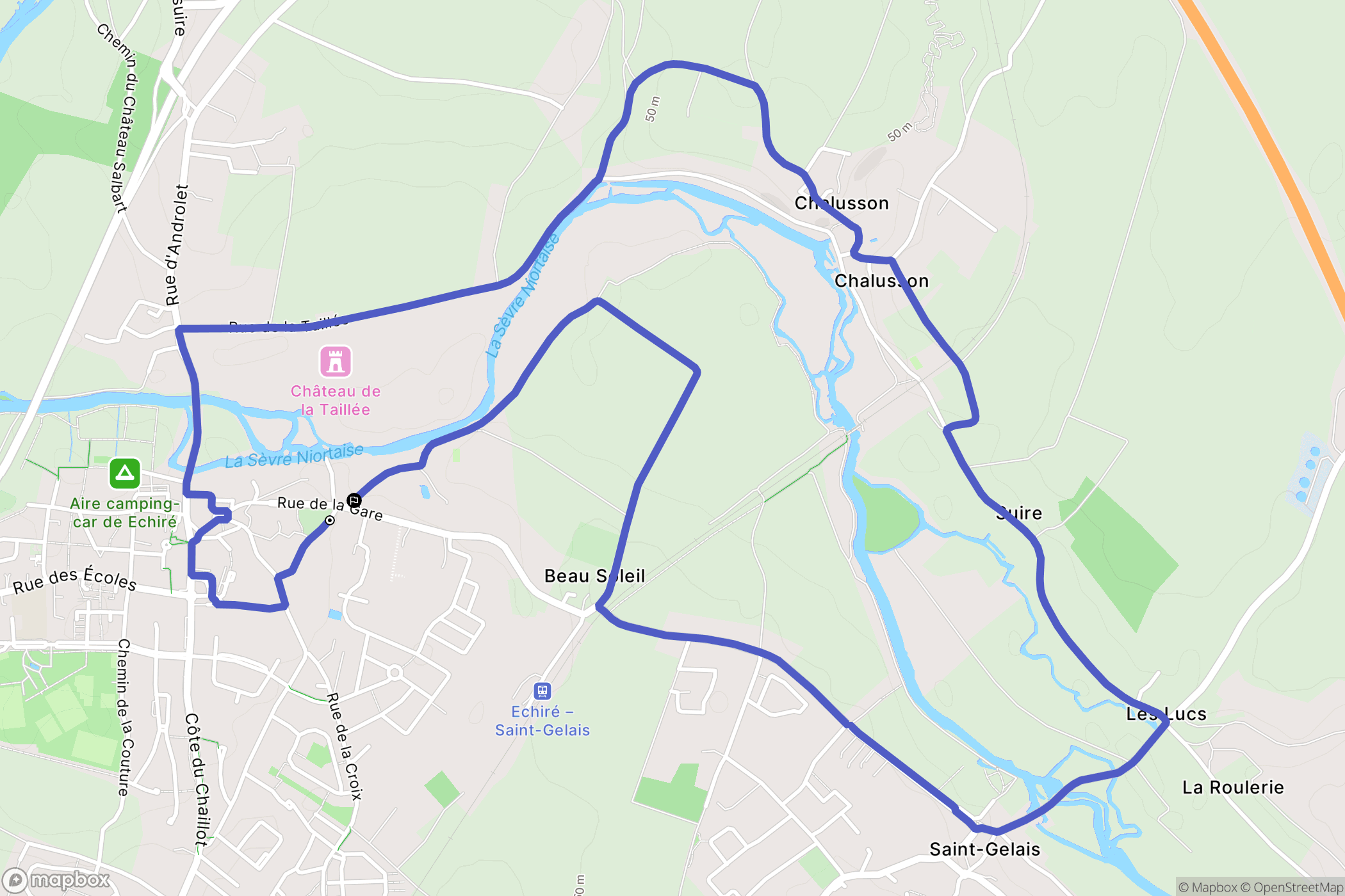 Echiré : carte du parcours de randonnée - France