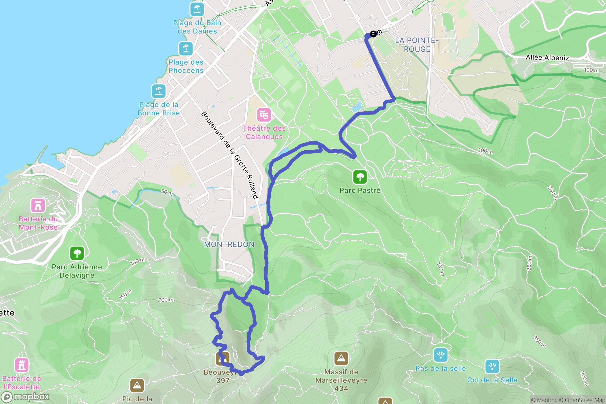 Marseille, 8e : carte du parcours de randonnée - France
