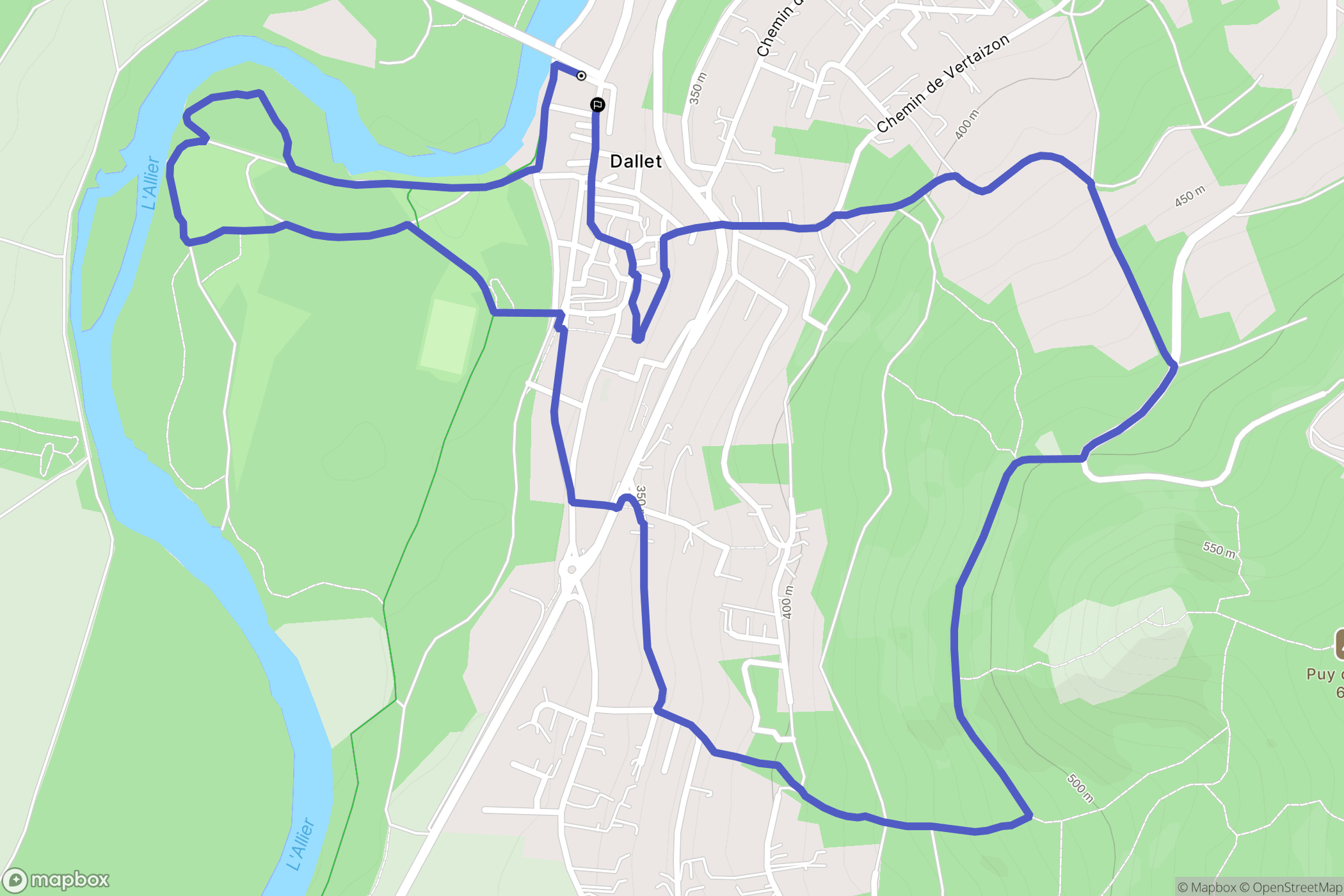 Mur-sur-Allier (Dallet) : carte du parcours de randonnée - France