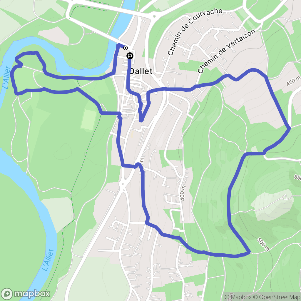 Mur-sur-Allier (Dallet) : carte du parcours de randonnée - France