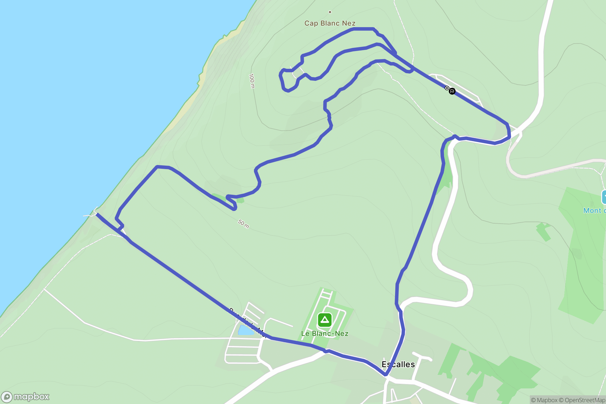 Sangatte : carte du parcours de randonnée - France