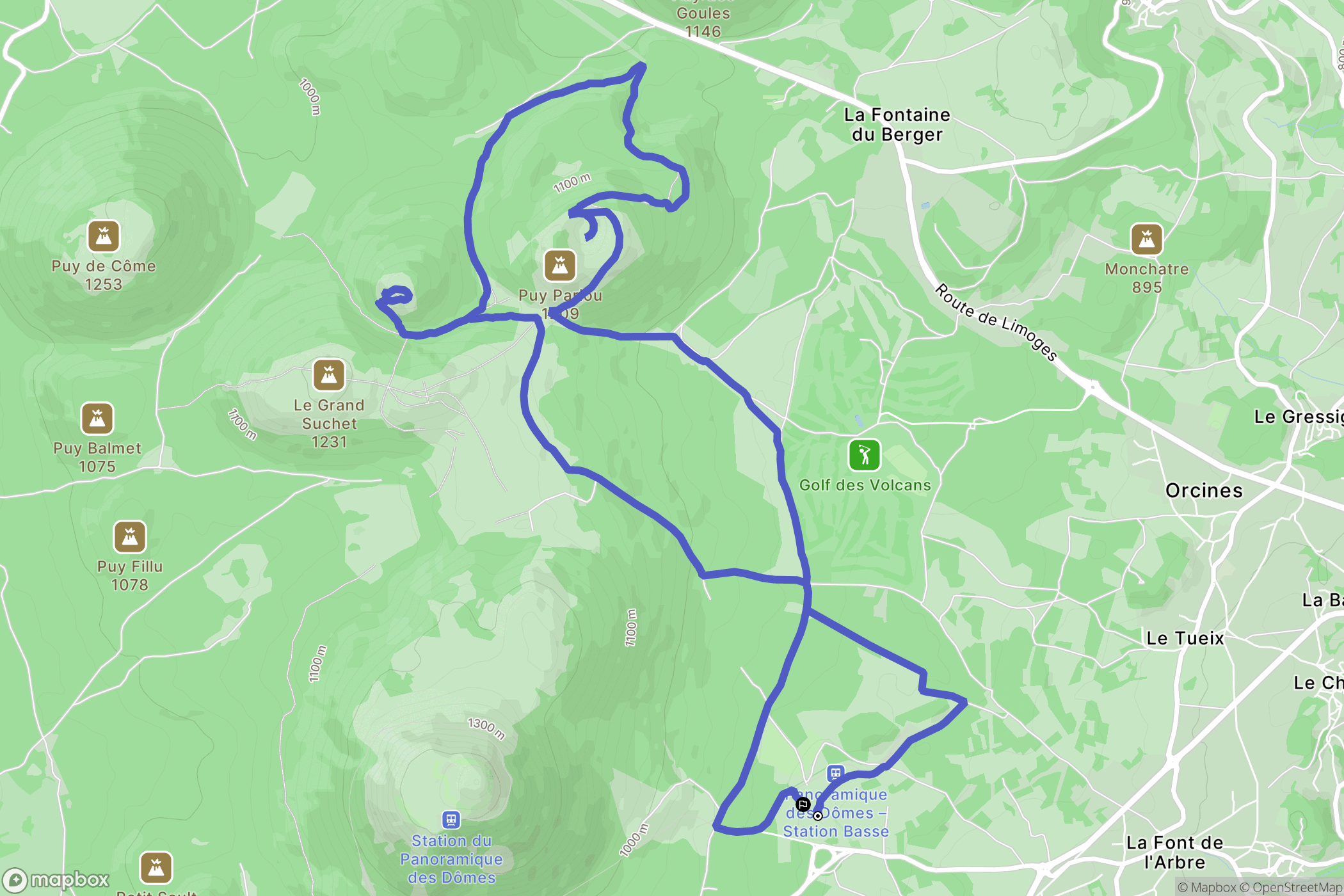 Orcines : carte du parcours de randonnée - France