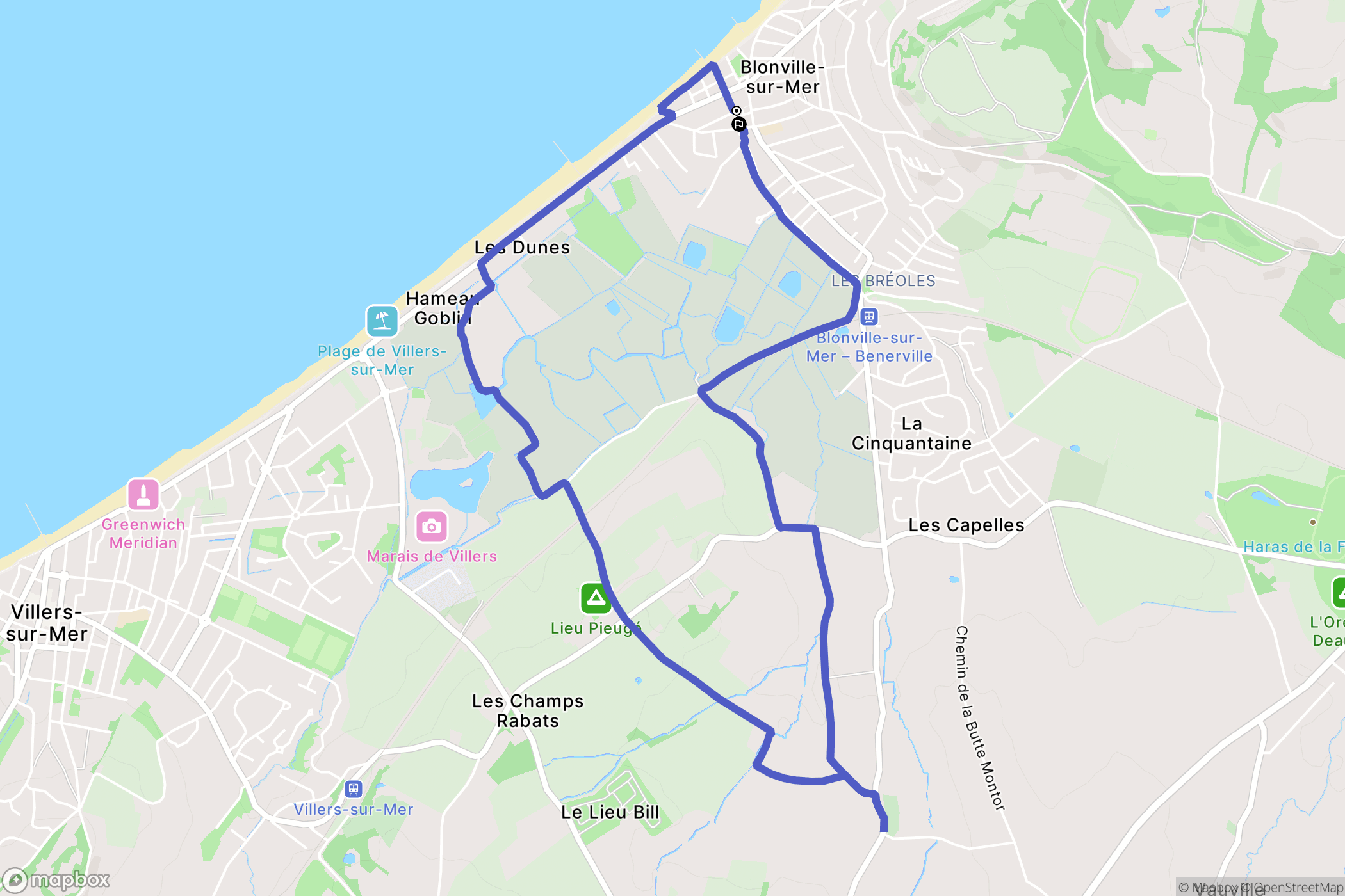 Blonville-sur-Mer : carte du parcours de randonnée - France