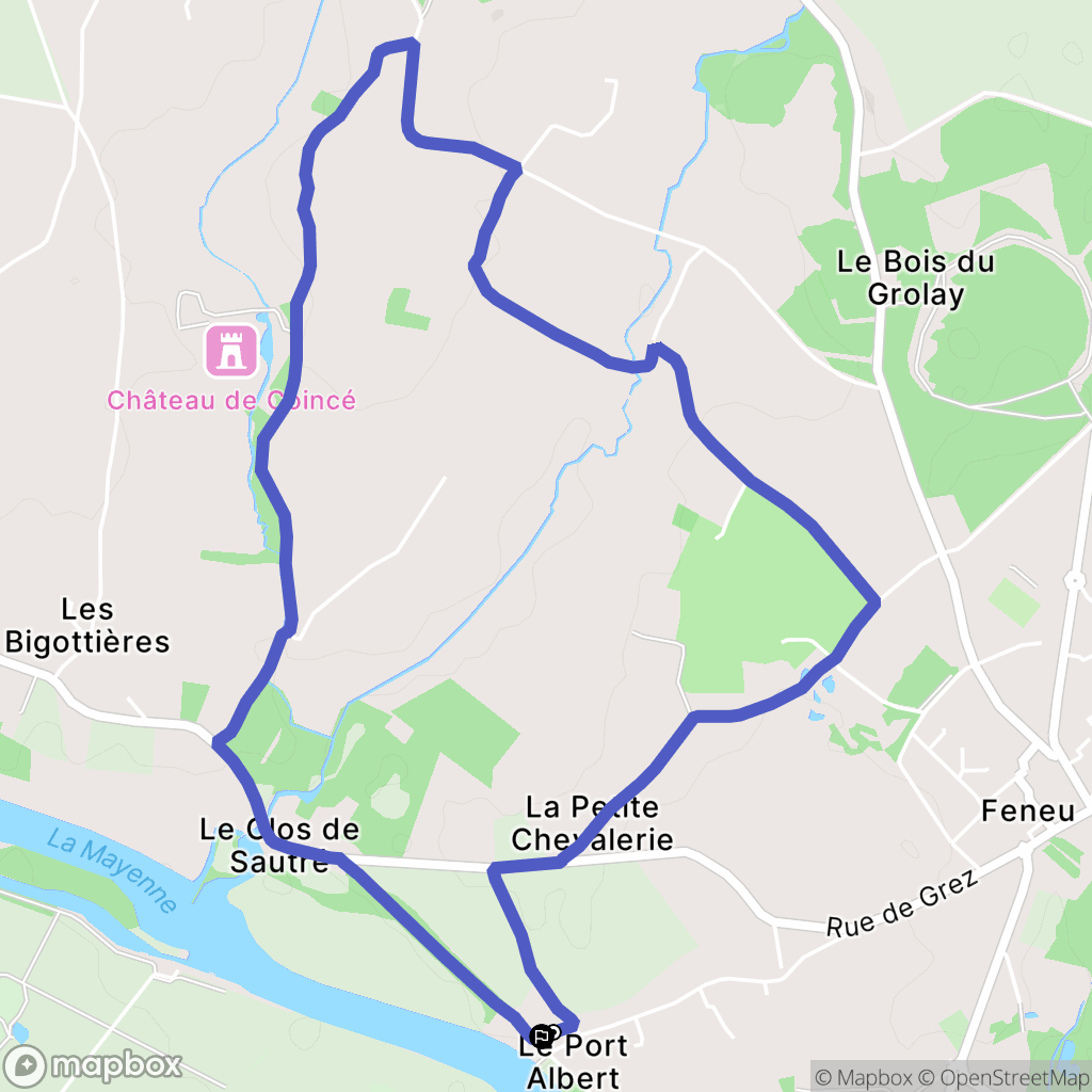 Feneu : carte du parcours de randonnée - France
