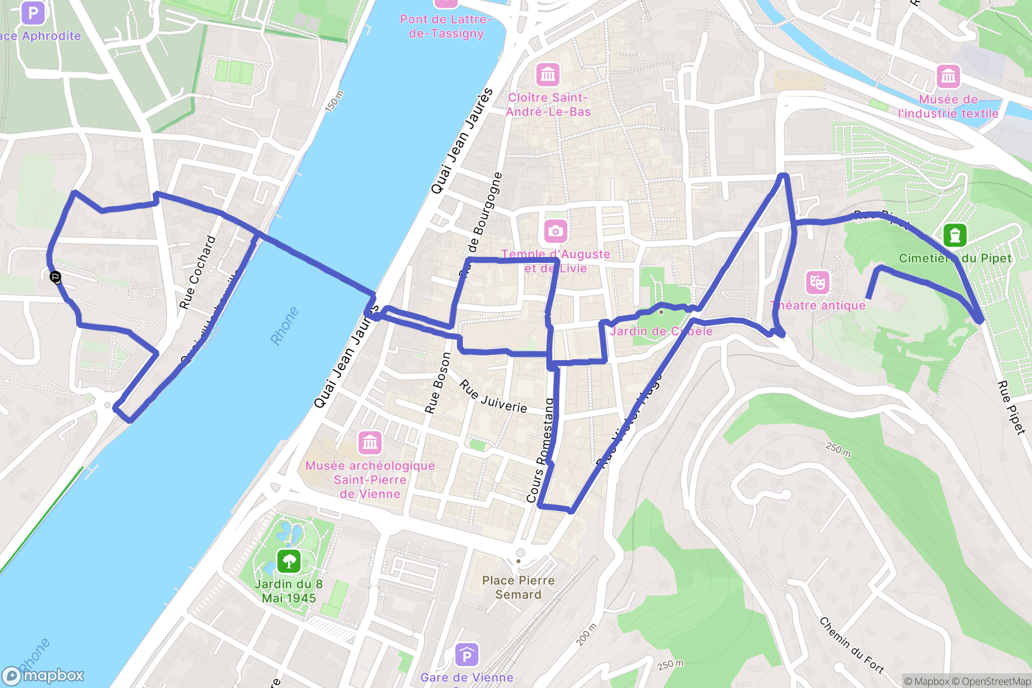 Vienne : carte du parcours de randonnée - France