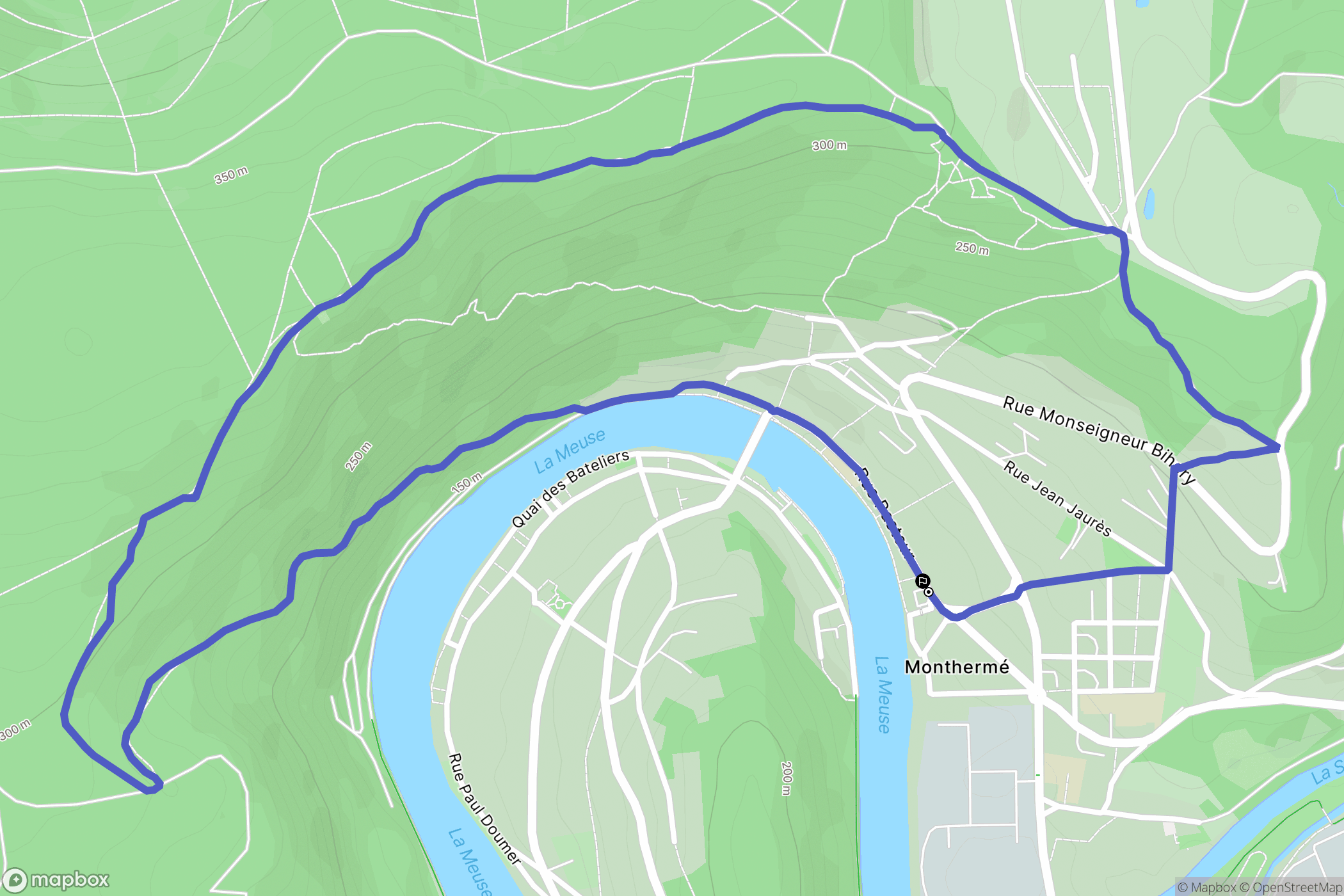 Monthermé : carte du parcours de randonnée - France
