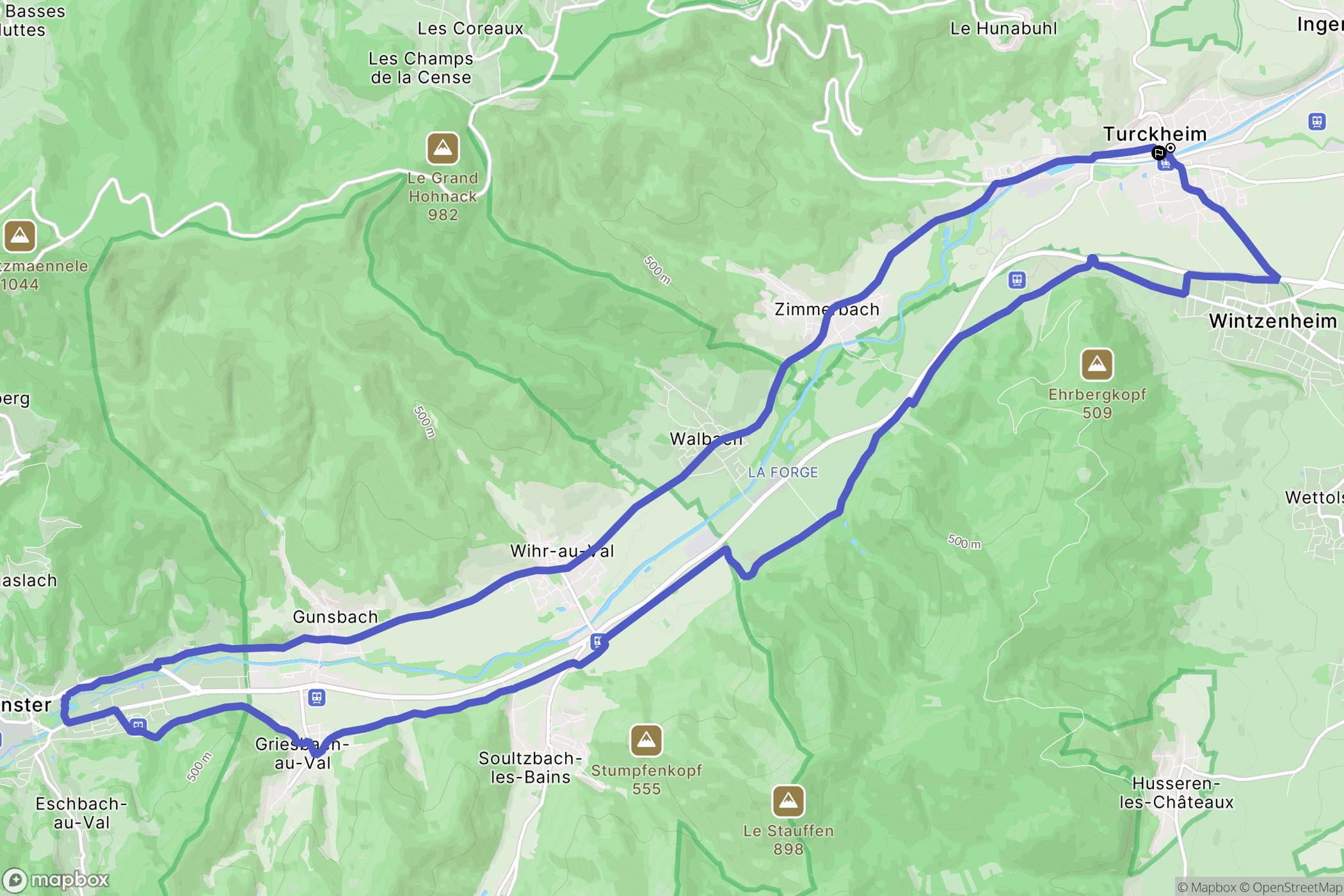 Turckheim : carte du parcours de randonnée - France
