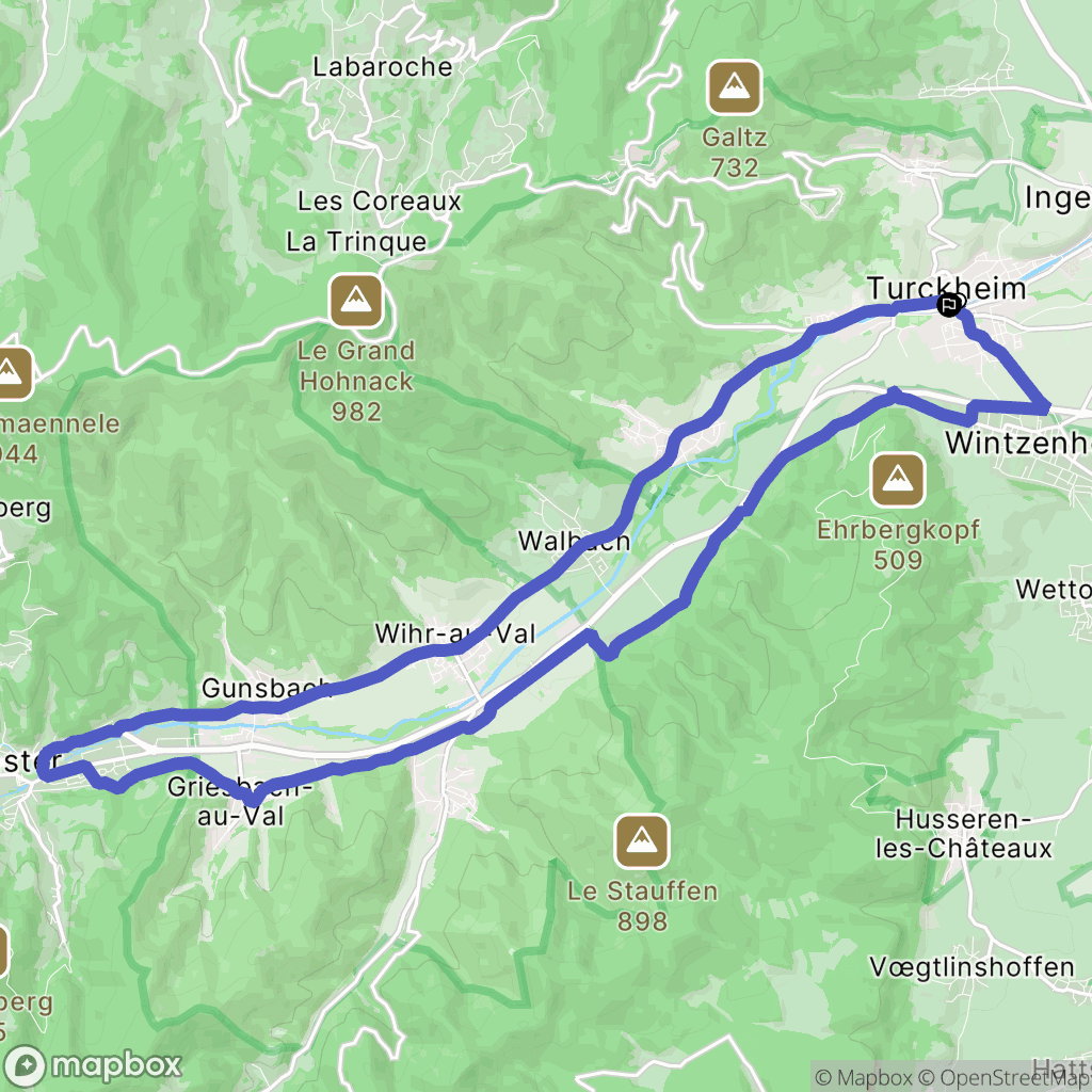 Turckheim : carte du parcours de randonnée - France