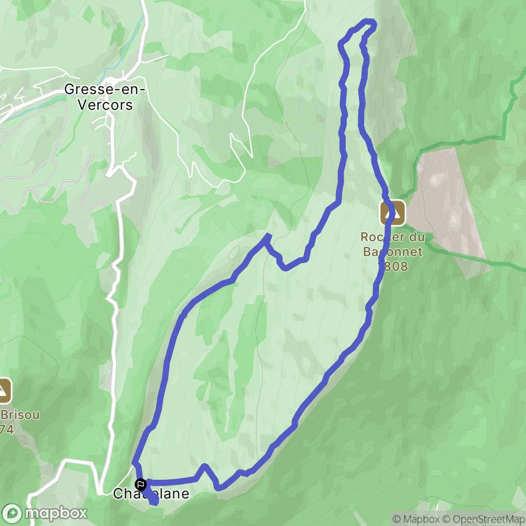 Gresse-en-Vercors : carte du parcours de randonnée - France