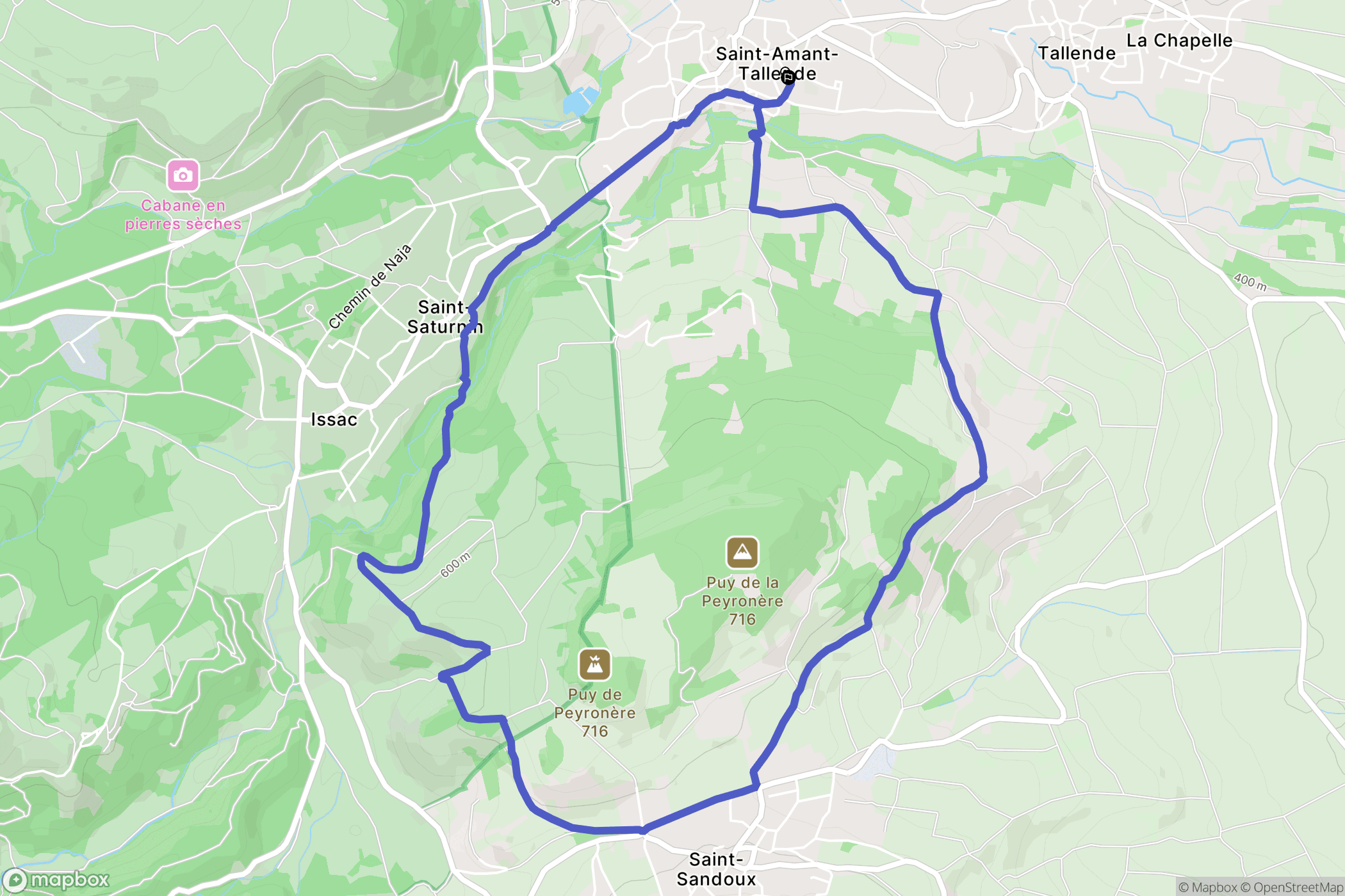 Saint-Amant-Tallende : carte du parcours de randonnée - France