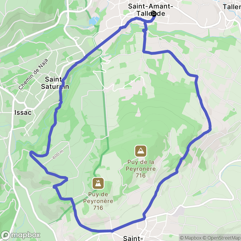 Saint-Amant-Tallende : carte du parcours de randonnée - France