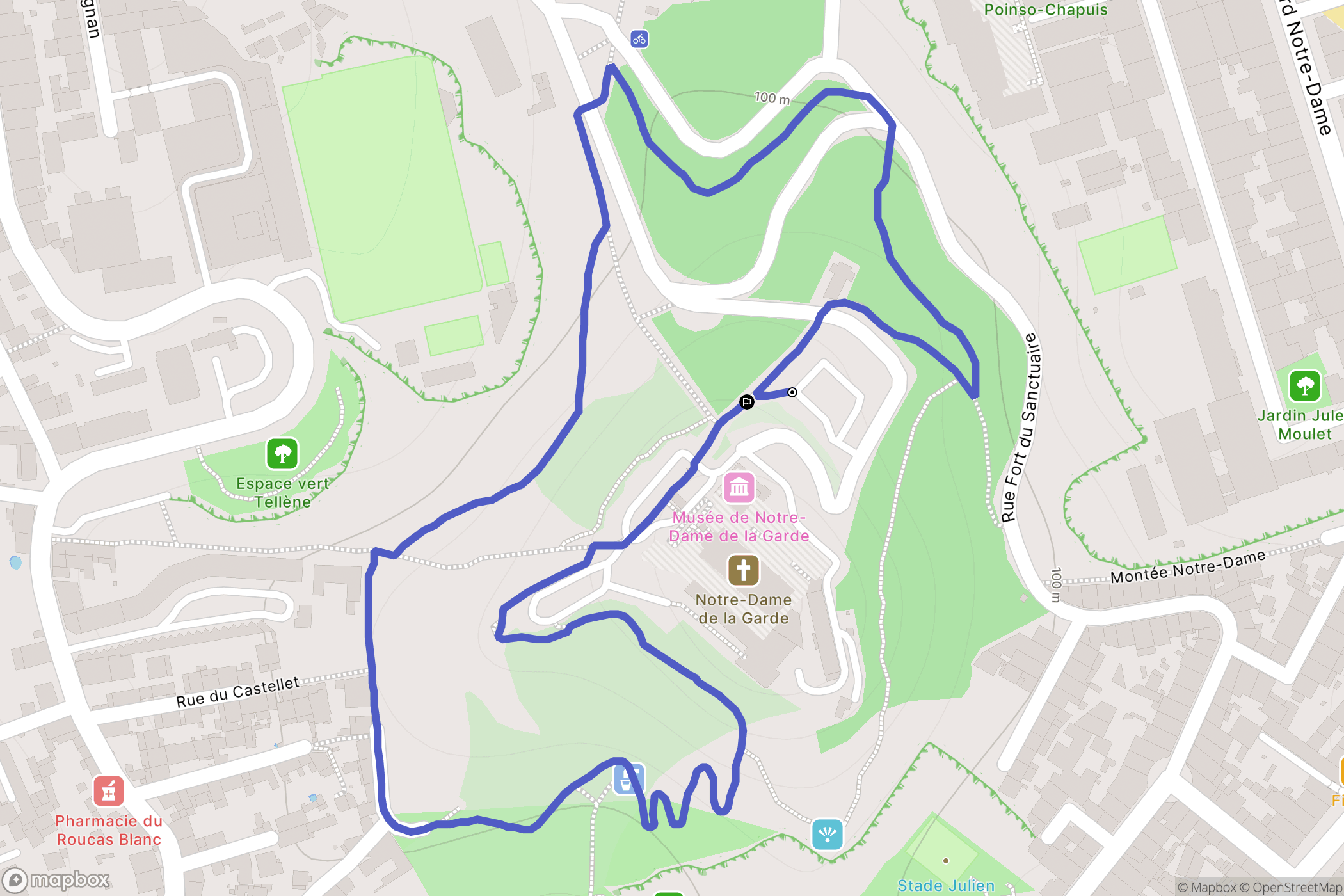 Marseille : carte du parcours de randonnée - France