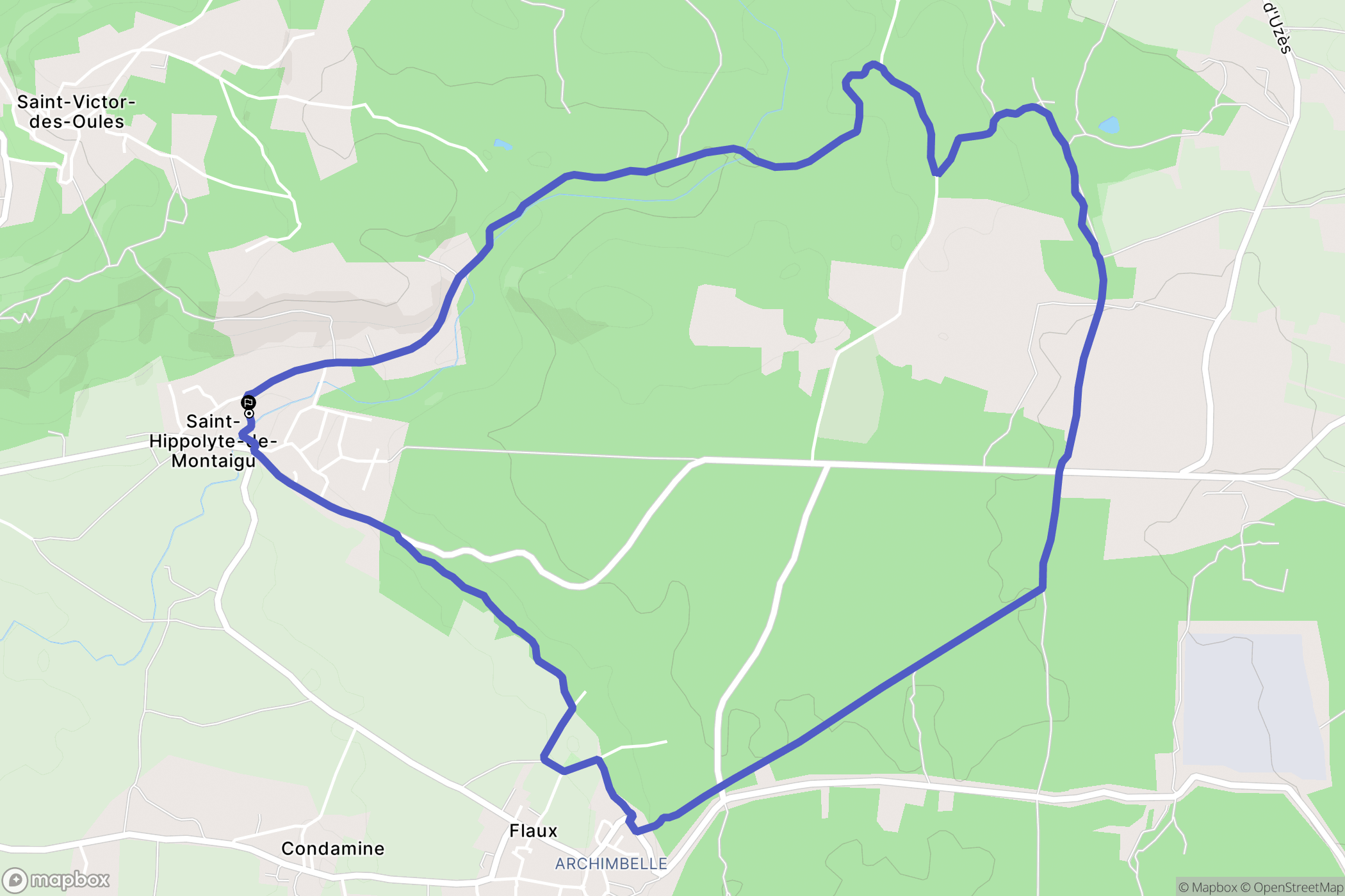 Saint-Hippolyte-de-Montaigu : carte du parcours de randonnée - France