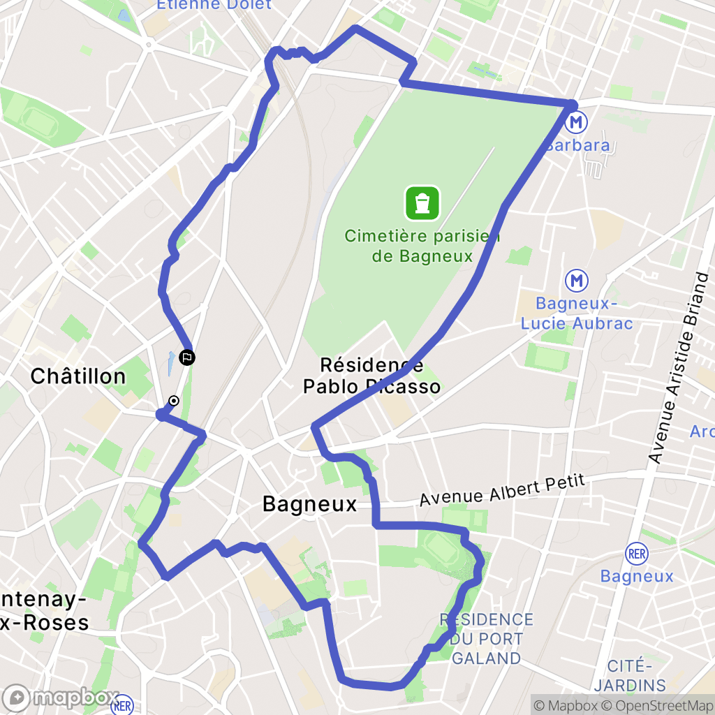 Bagneux : carte du parcours de randonnée - France