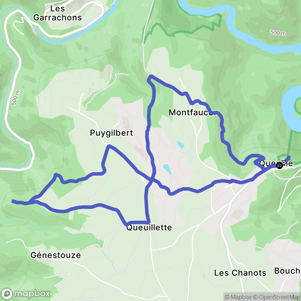 Queuille : carte du parcours de randonnée - France