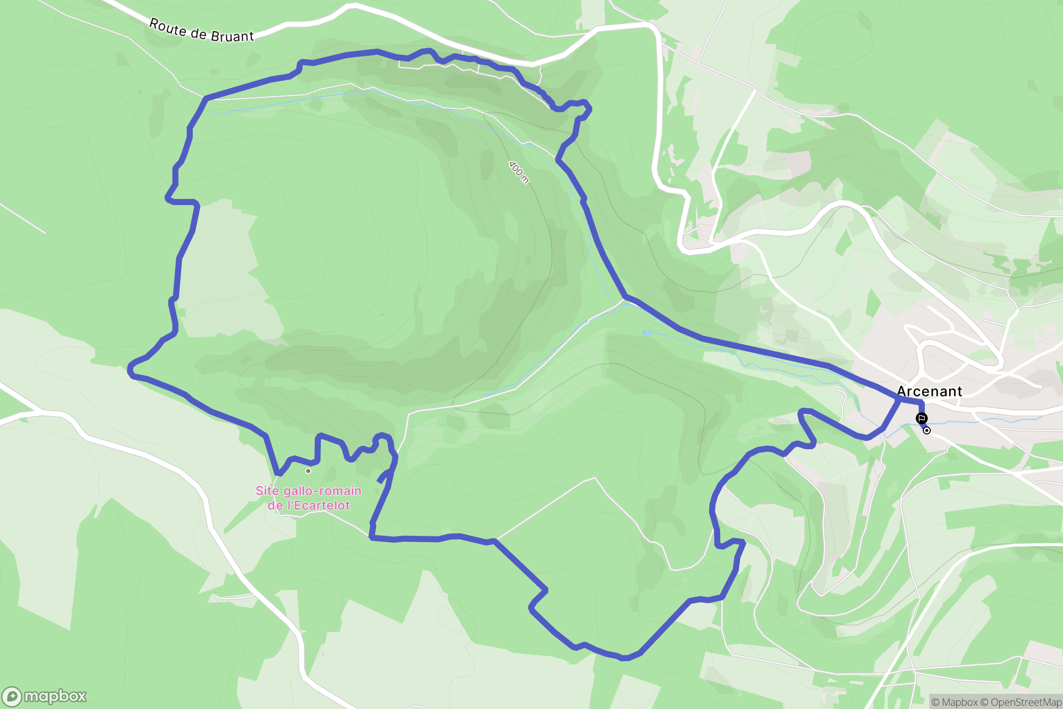 Arcenant : carte du parcours de randonnée - France