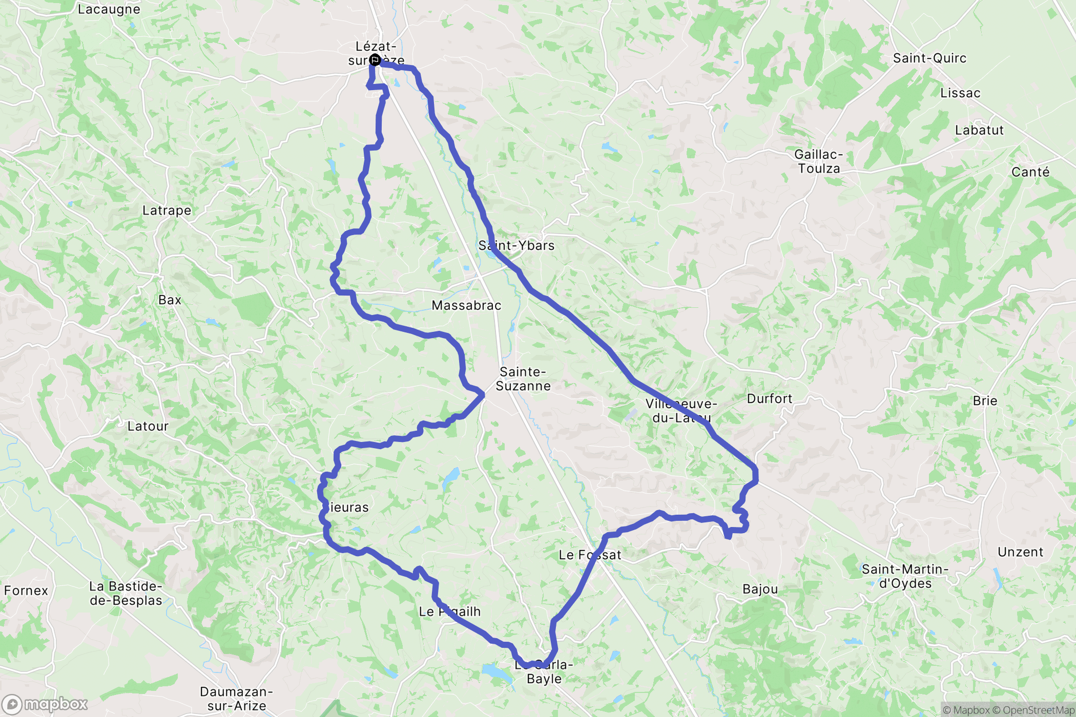 Lézat-sur-Lèze : carte du parcours de randonnée - France