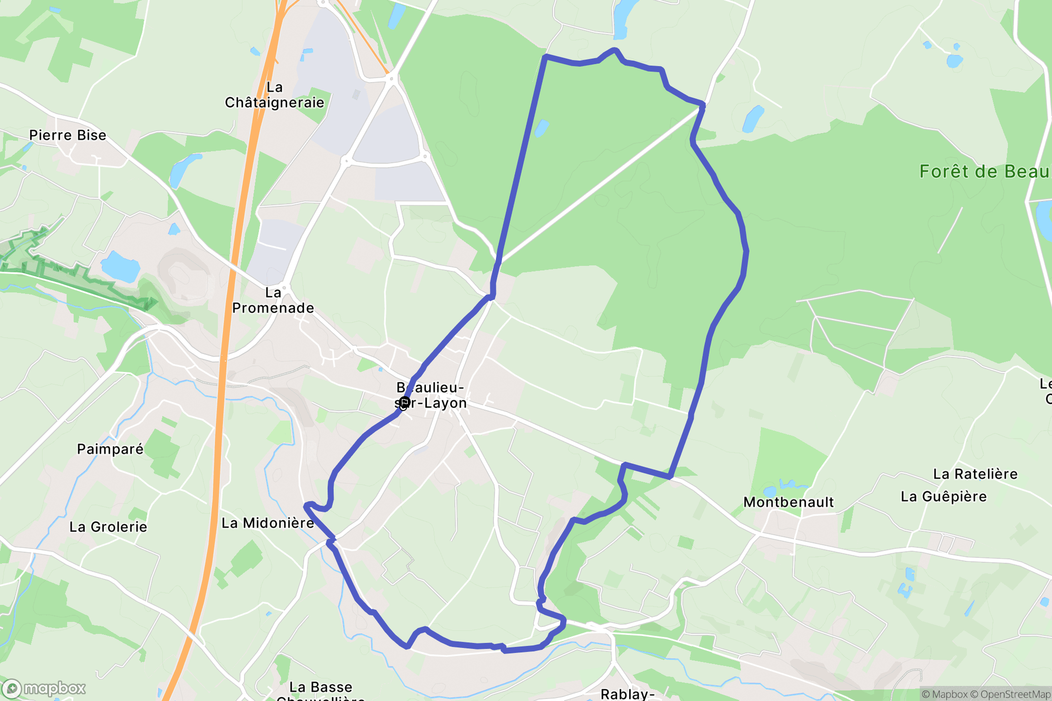 Baulieu-sur-Layon : carte du parcours de randonnée - France