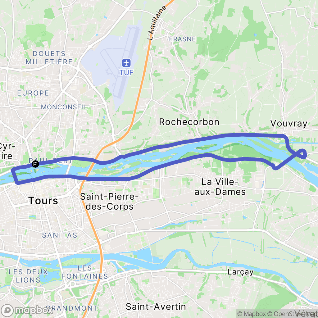 Tours : carte du parcours de randonnée - France