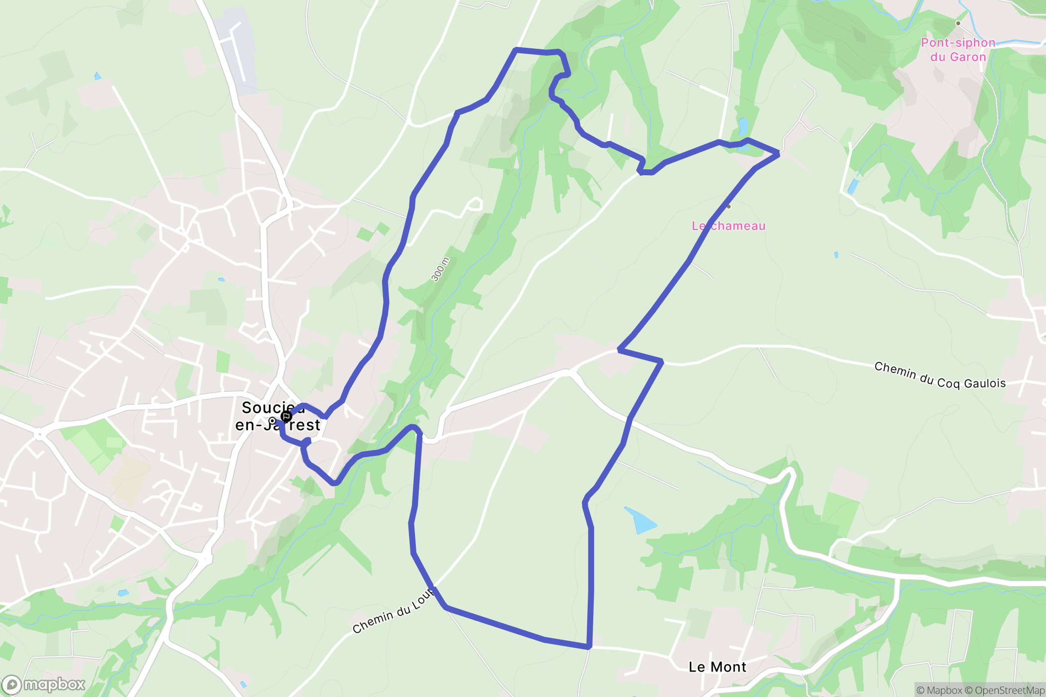 Soucieu-en-Jarrest : carte du parcours de randonnée - France