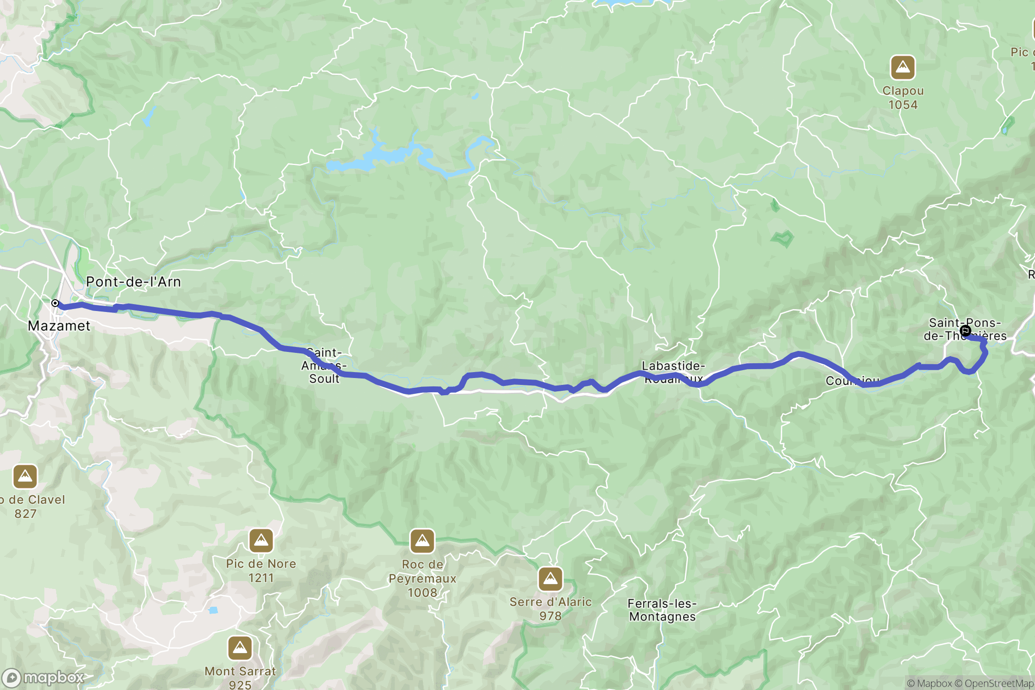 Mazamet : carte du parcours de randonnée - France