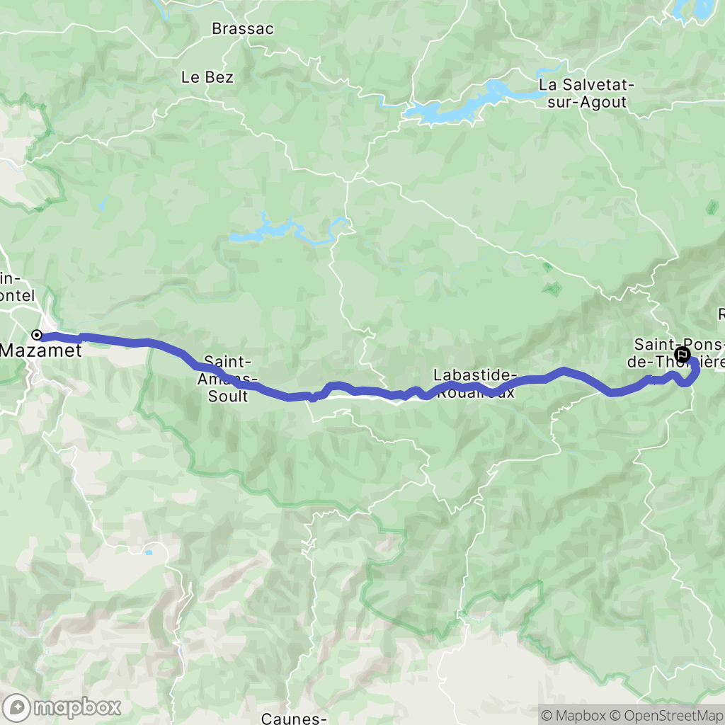 Mazamet : carte du parcours de randonnée - France