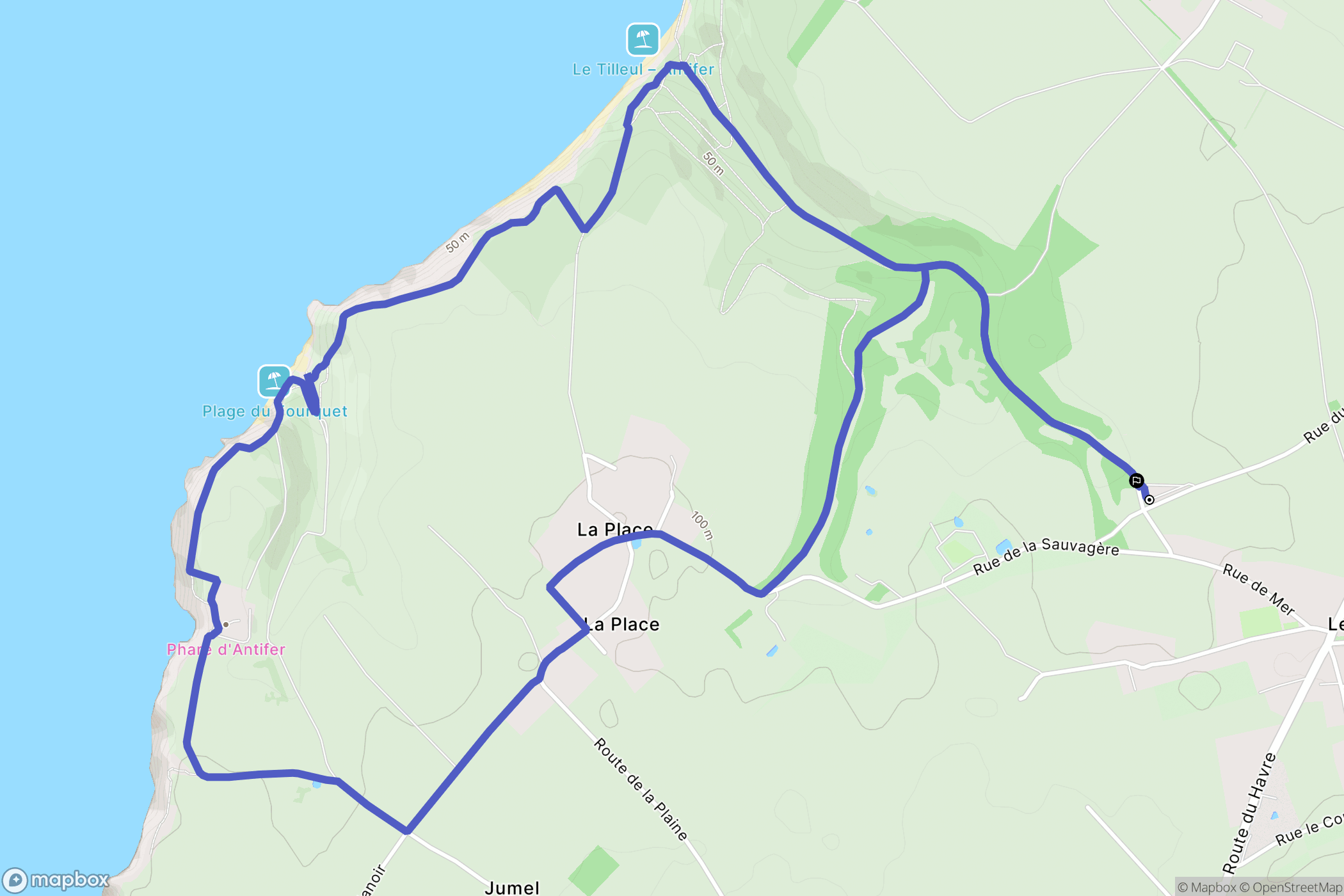 Le Tilleul : carte du parcours de randonnée - France