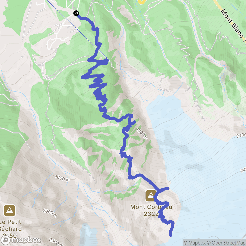 Chamonix-Mont-Blanc : carte du parcours de randonnée - France