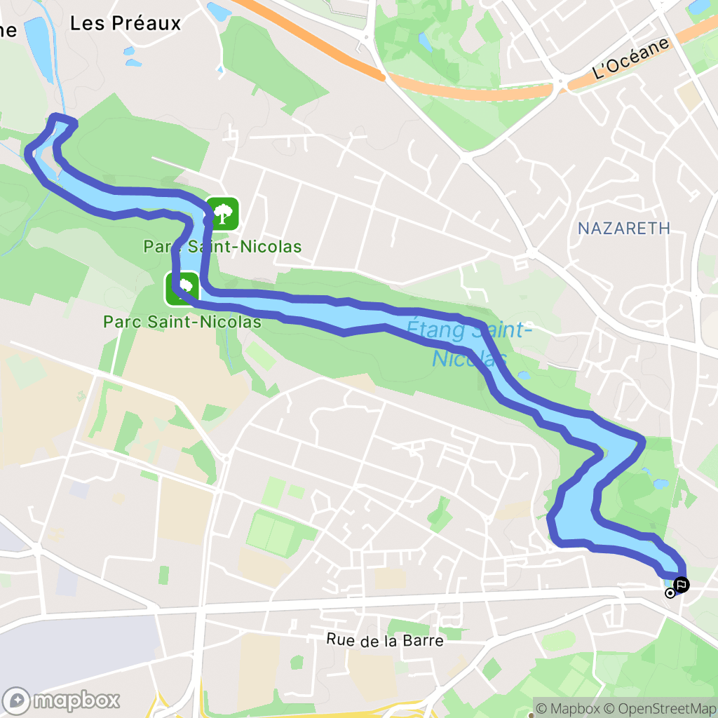 Angers : carte du parcours de randonnée - France