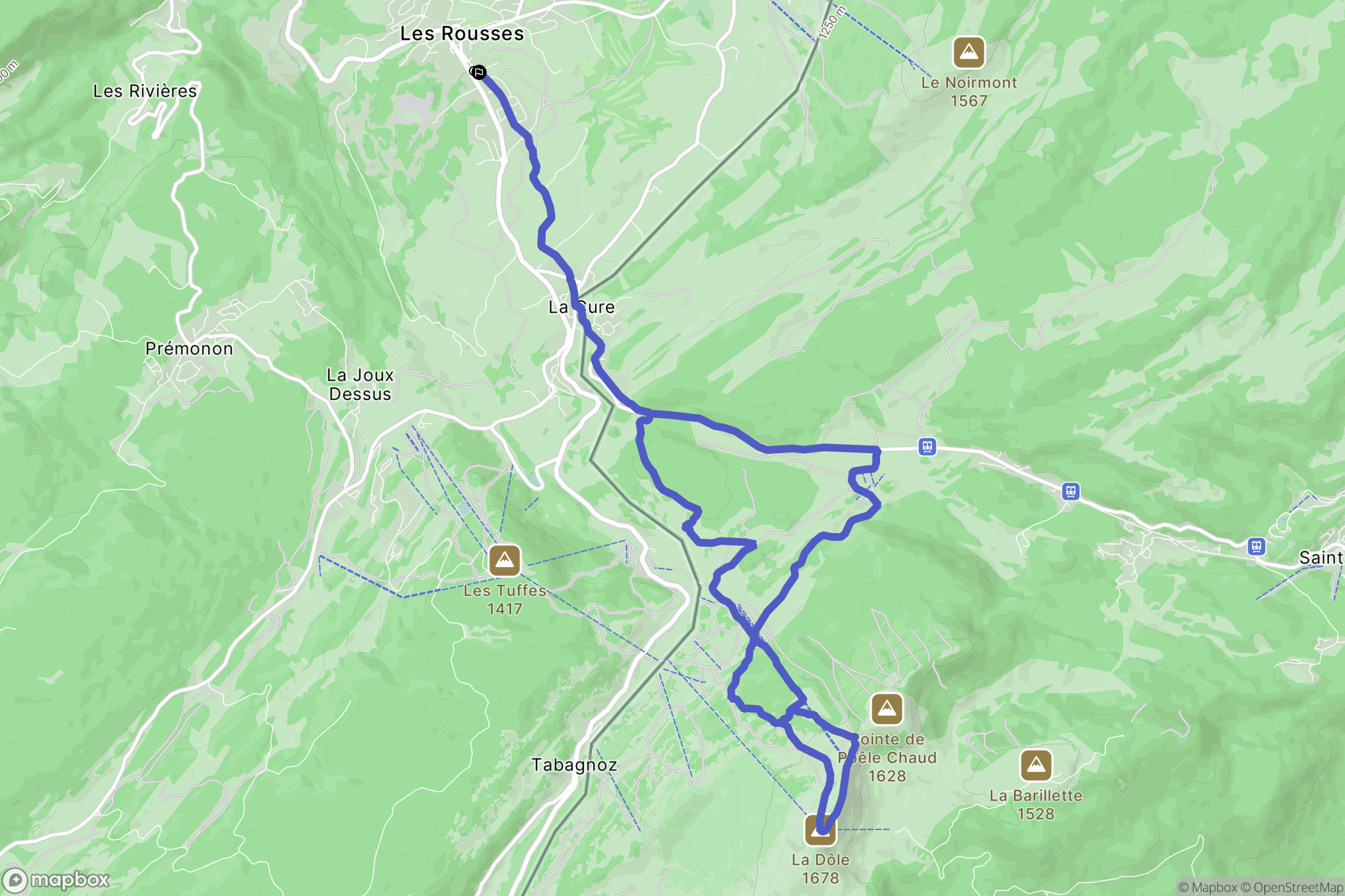 Les Rousses : carte du parcours de randonnée - France