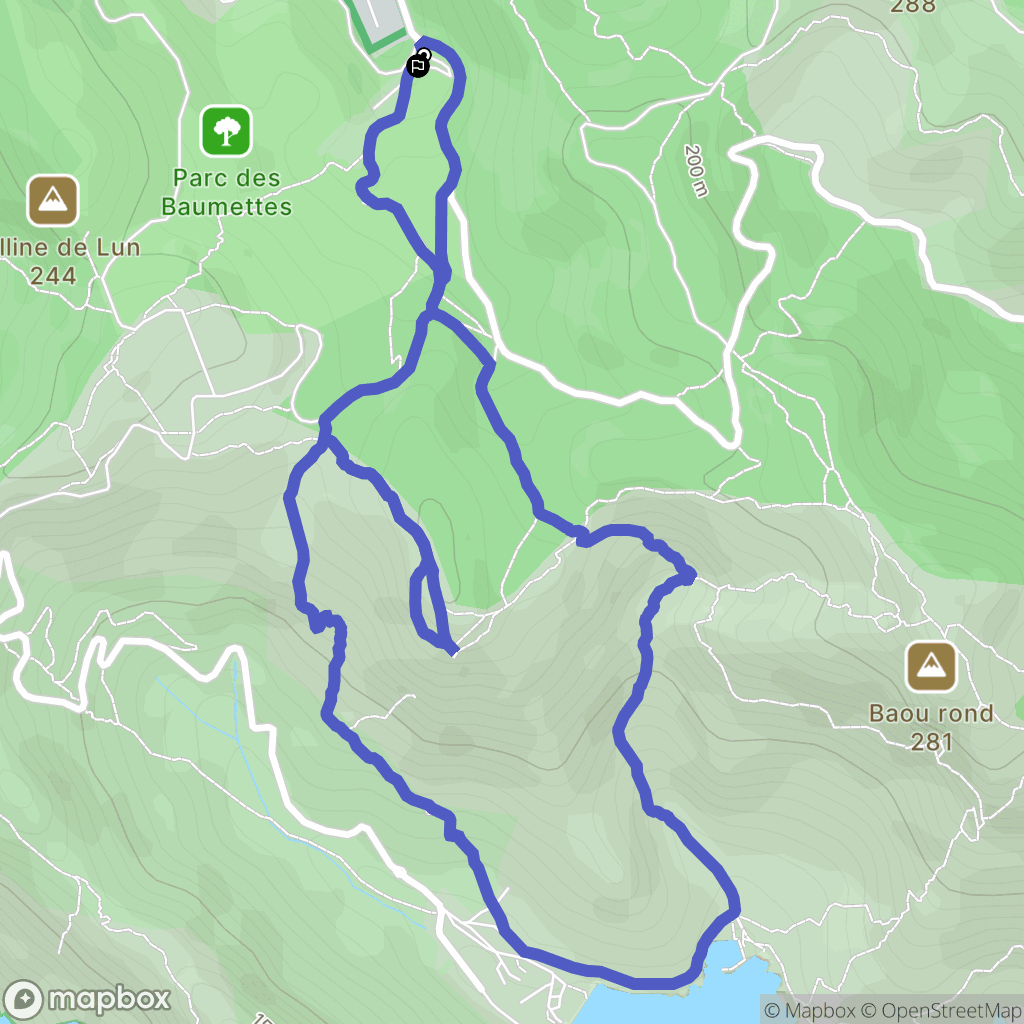 Marseille : carte du parcours de randonnée - France