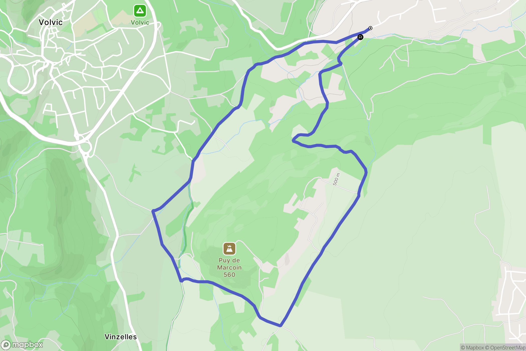 Marsat : carte du parcours de randonnée - France
