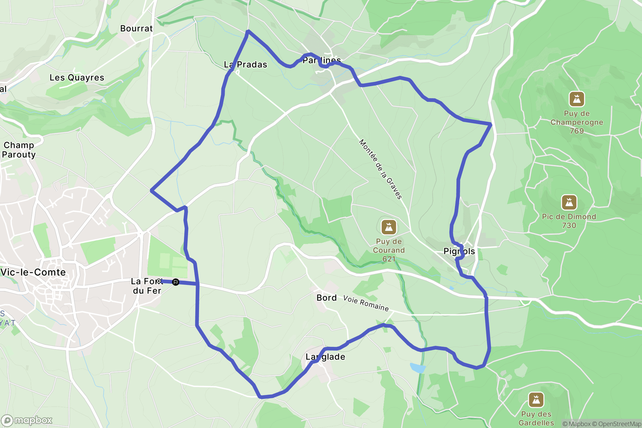 Vic-le-Comte : carte du parcours de randonnée - France