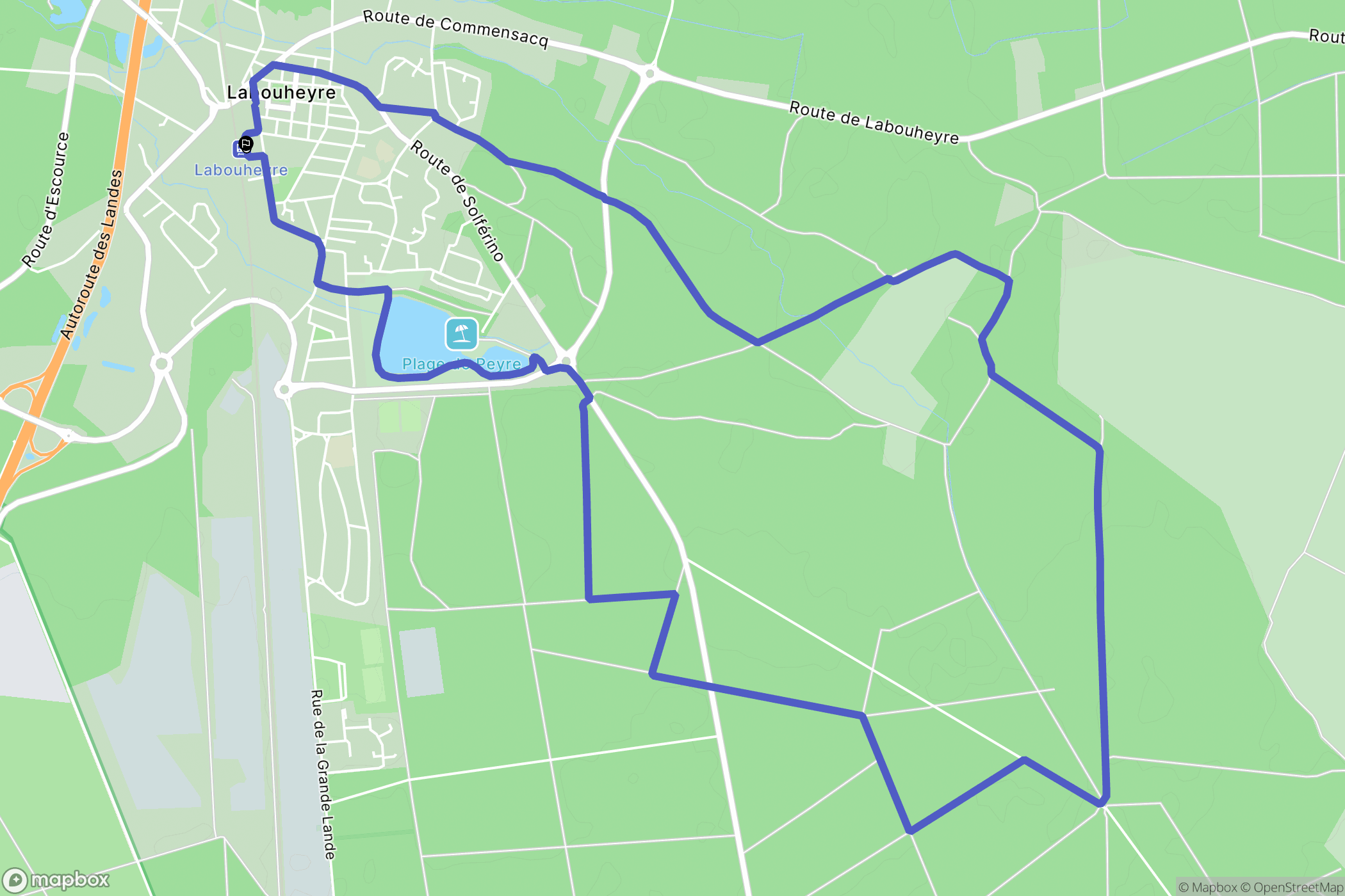 Labouheyre : carte du parcours de randonnée - France