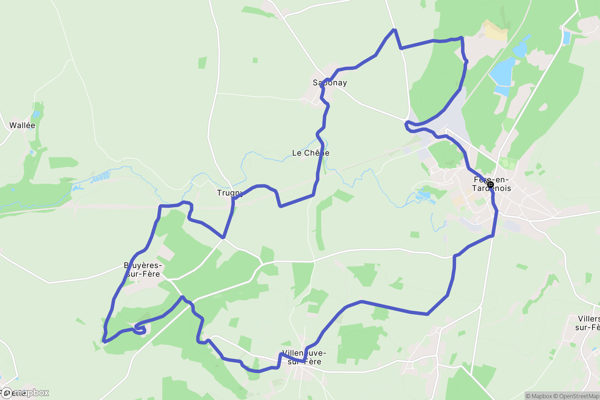 Fère-en-Tardenois : carte du parcours de randonnée - France