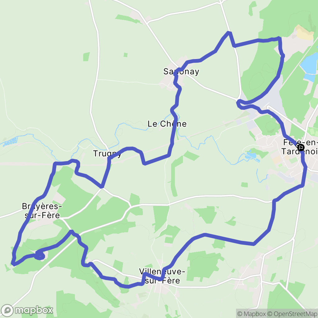Fère-en-Tardenois : carte du parcours de randonnée - France