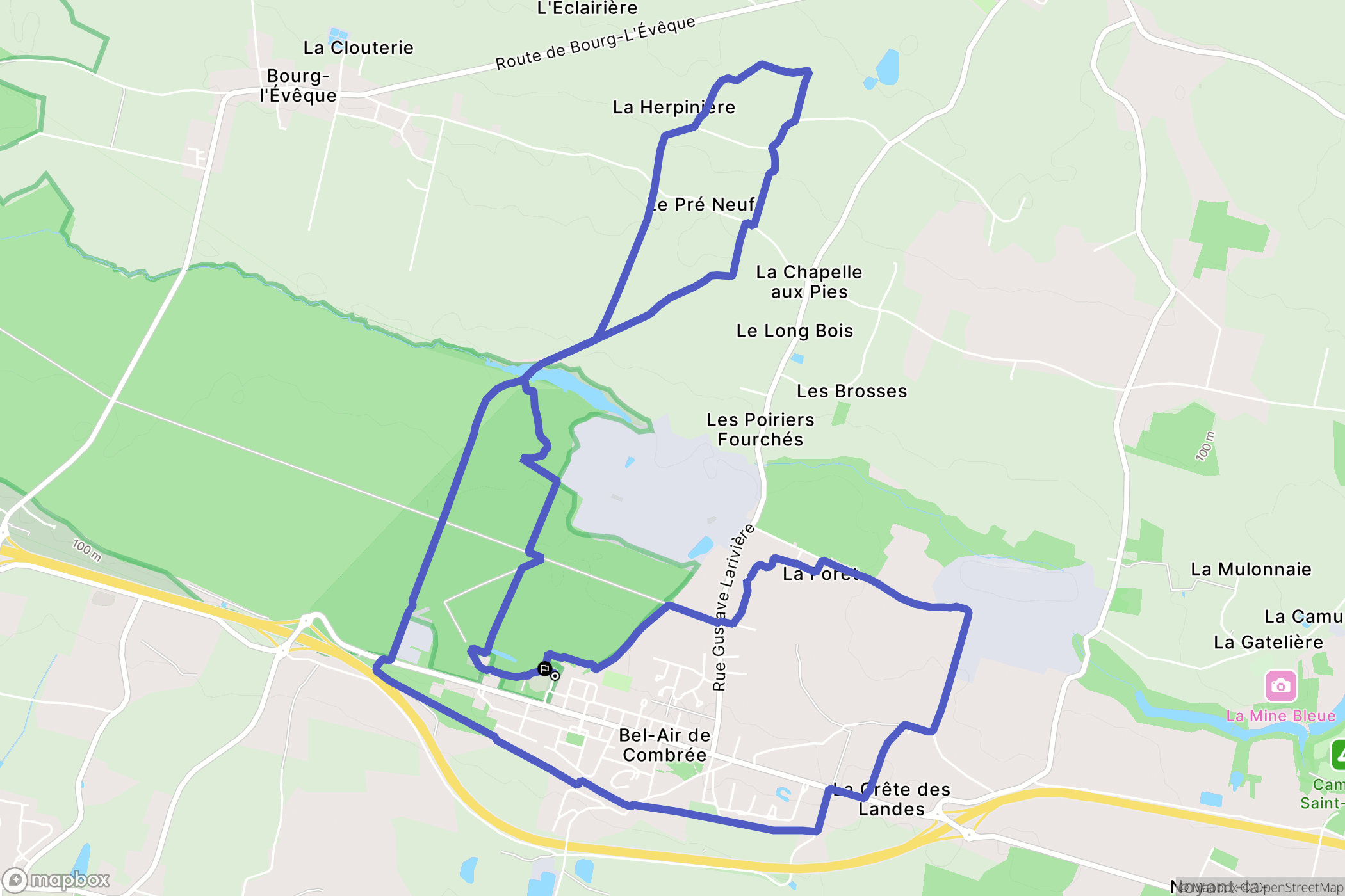 Ombrée d'Anjou : carte du parcours de randonnée - France